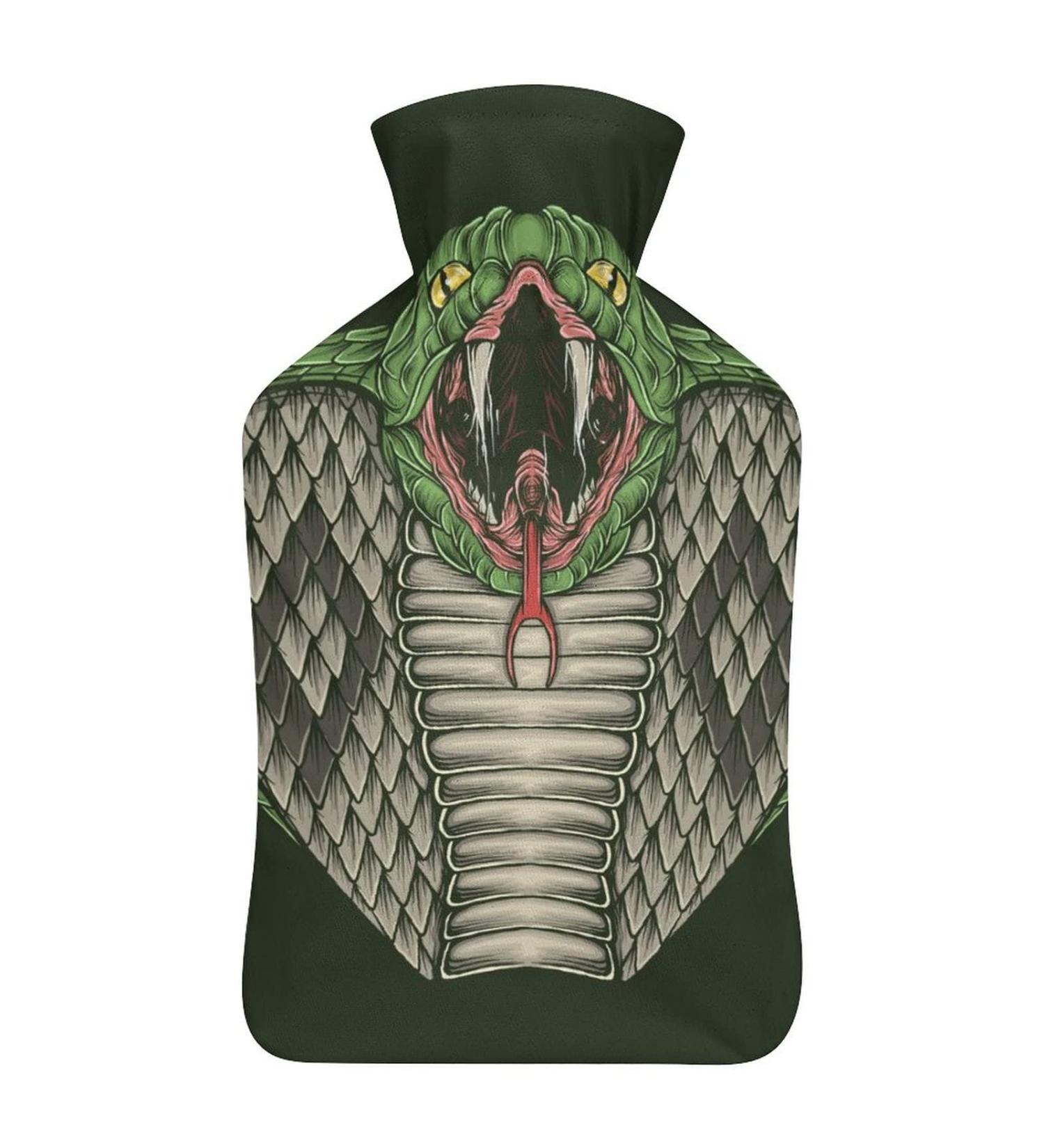 Green Snake Hot Water Bottle with Plush Cover | Hand Warmer for Adults & Children | 26.5x15.3cm - Buy Internationally - Buy Online on GoSupps.com