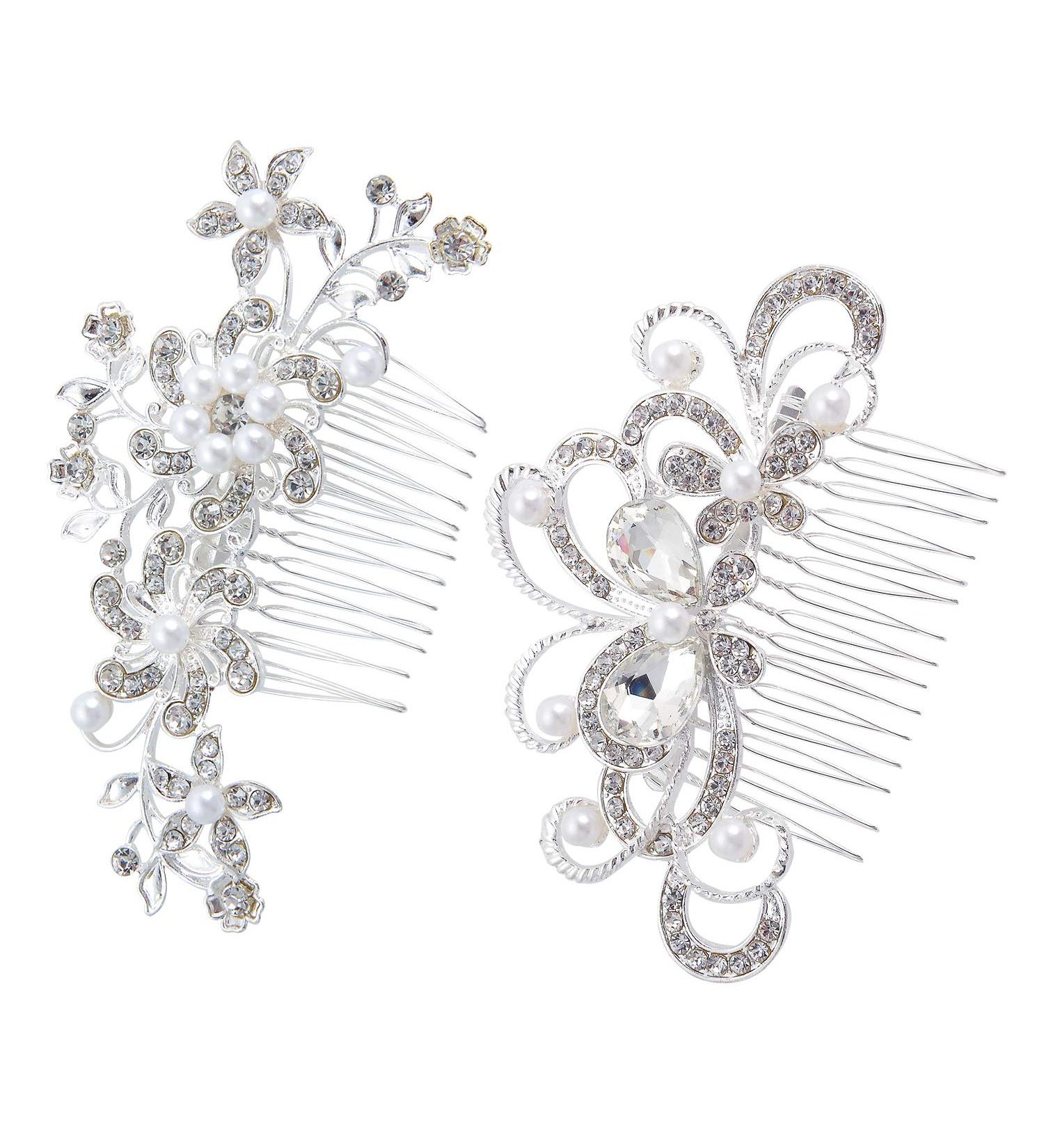2 Piece Bridal Wedding Hair Clip Comb Pearl Bridal Hair Accessories Pearls Wedding Decoration Headpiece for Women Ladies Brides and Bridesmaids - Buy Online on GoSupps.com