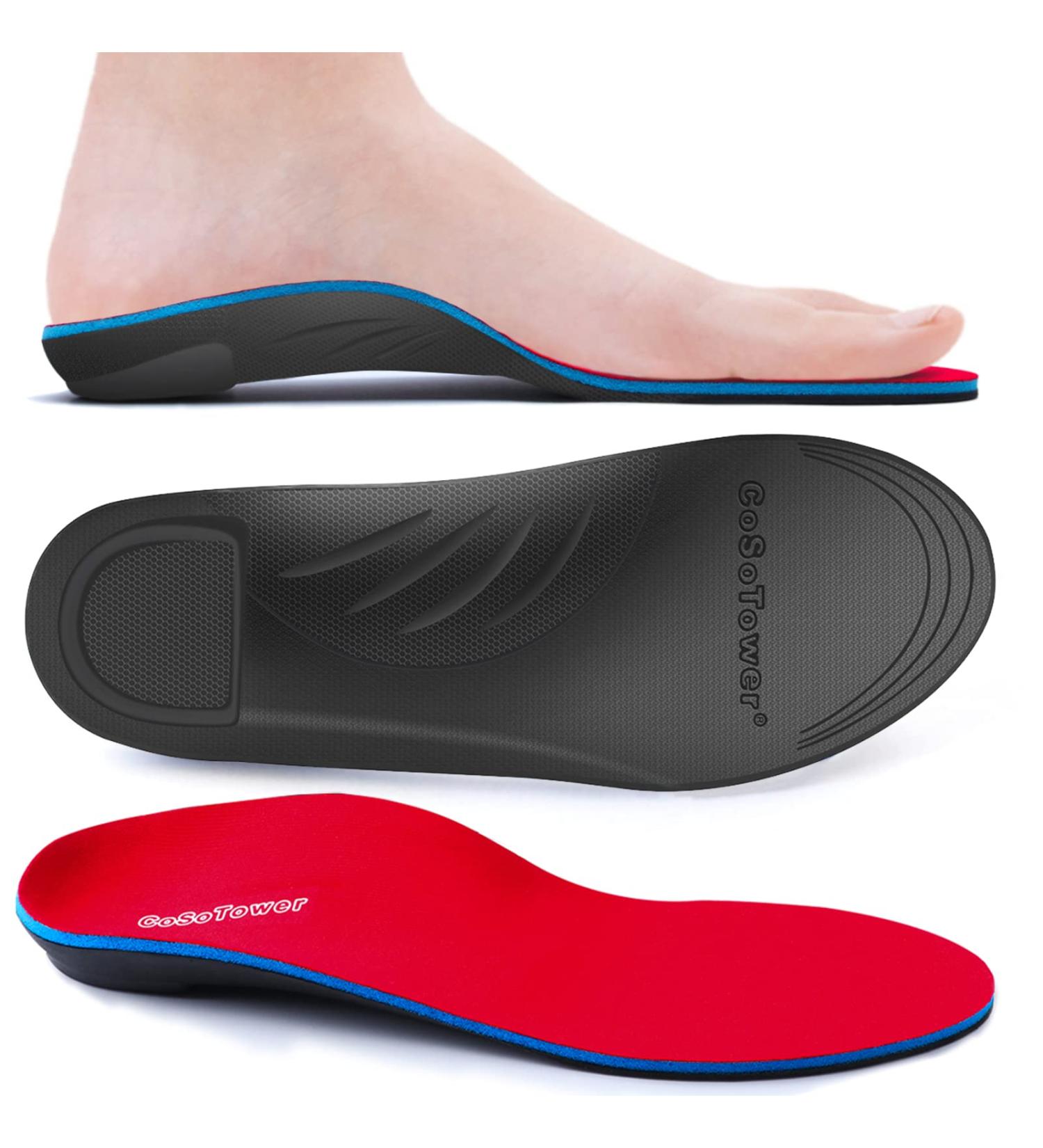 CoSoTower Arch Support Insoles for Plantar Fasciitis Relief | Orthotic Inserts for Men and Women | Over Pronation, High Arch, Flat Feet Support | Foot Pain Relief | Size E Men's 11-12 | Women's 14-15 - Buy Online on GoSupps.com