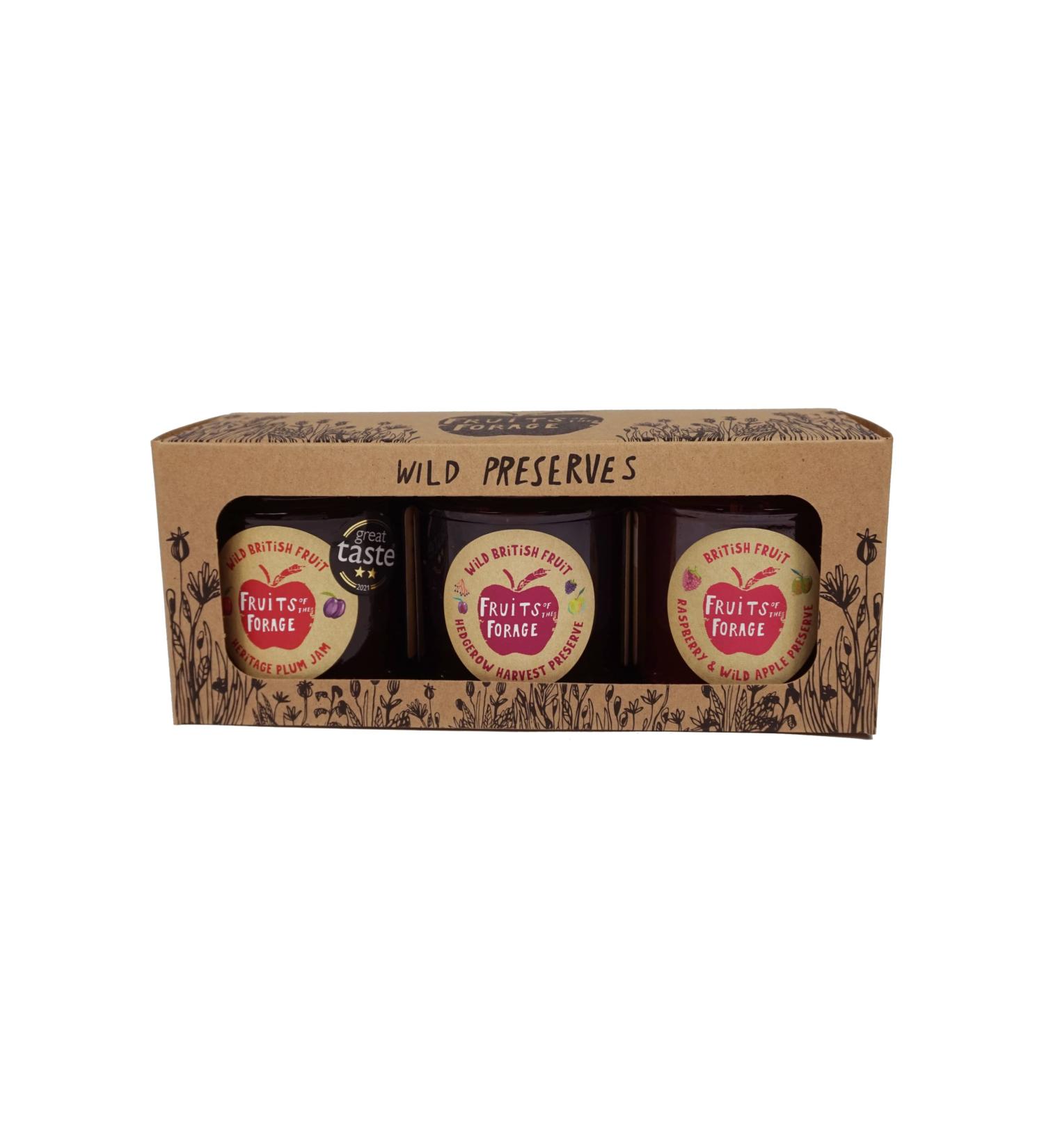 Fruits of the Forage Classic Jam Gift Pack Includes Hedgerow Harvest and Raspberry & Wild Apple Preserve and Heritage Plum Jam Pack of 3 Glass Jars (210g x 210g x 210g) Classic Jam Giftpack - Buy Online on GoSupps.com