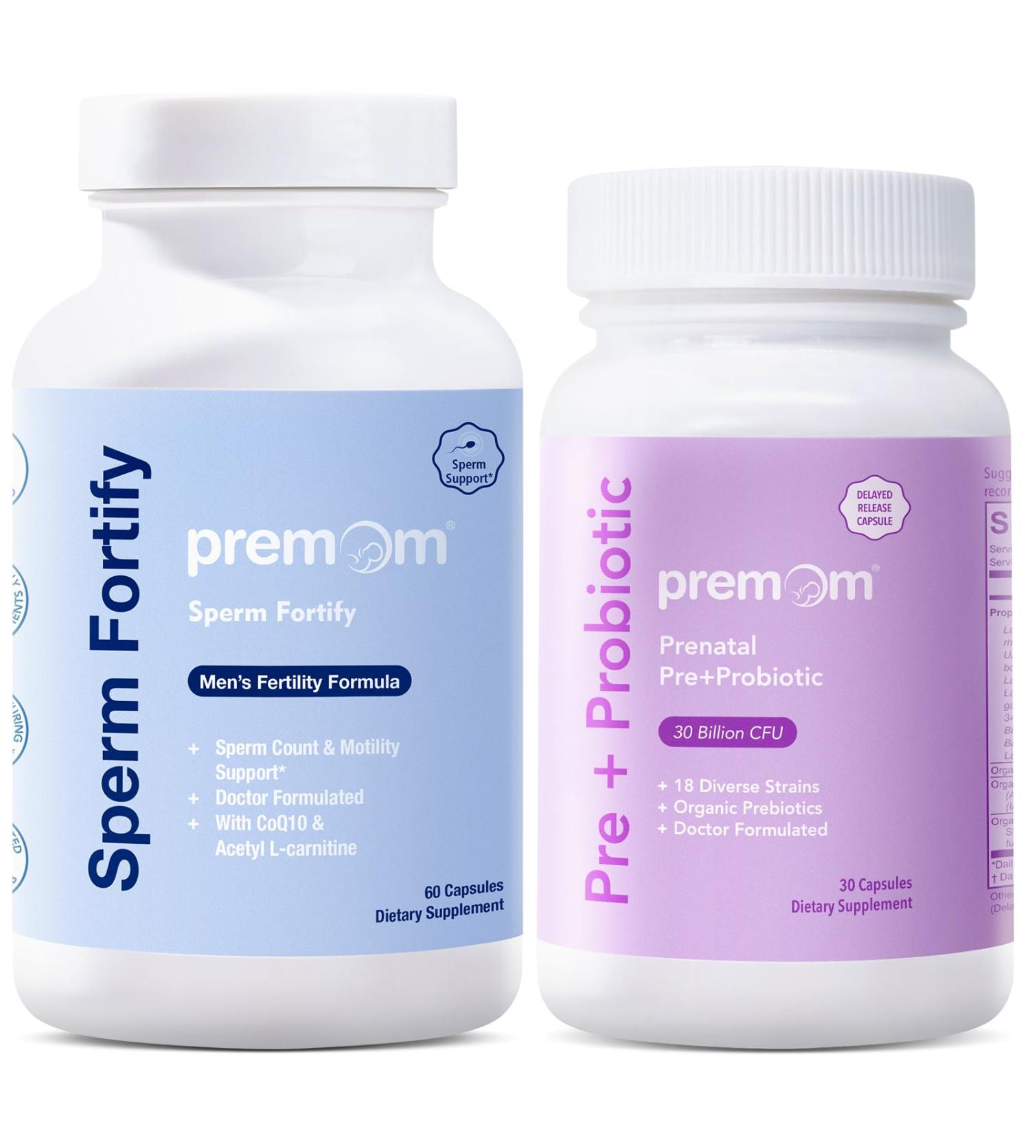 Premom Male Sperm Fortify Capsules - Male Fertility Supplements for Men Prenatal Pre & Probiotics for Women Bundle Fertility Support for Women 120 Count - Buy Online on GoSupps.com