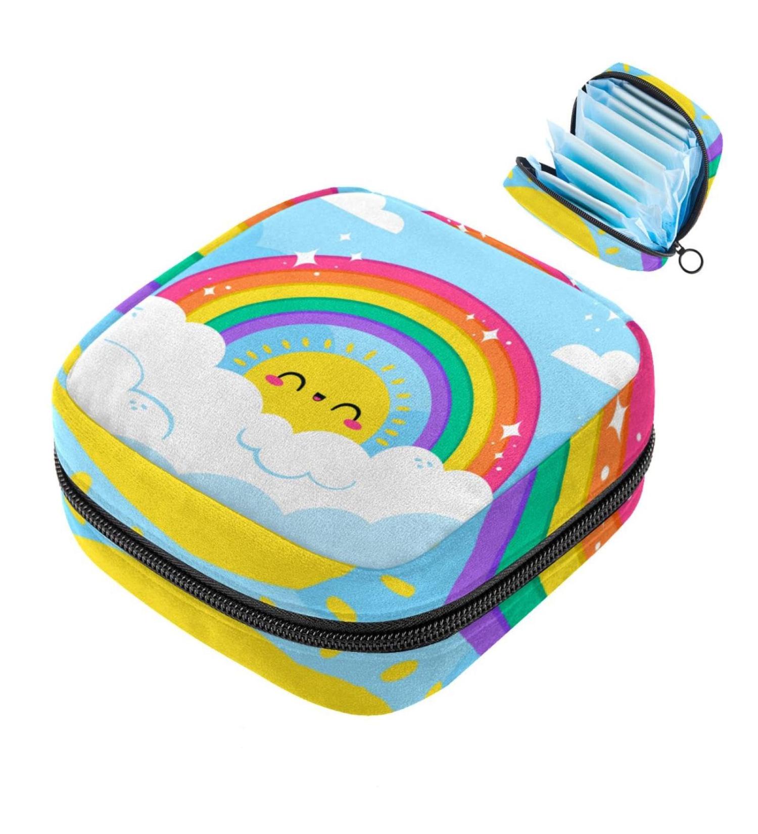Rainbow & Cute Sun Women's Binding-Up Bags | Large Menstrual Cup Pocket & Zipper | Multicolored Periodic Insoles Panty Liners & Tampons - Buy Online on GoSupps.com