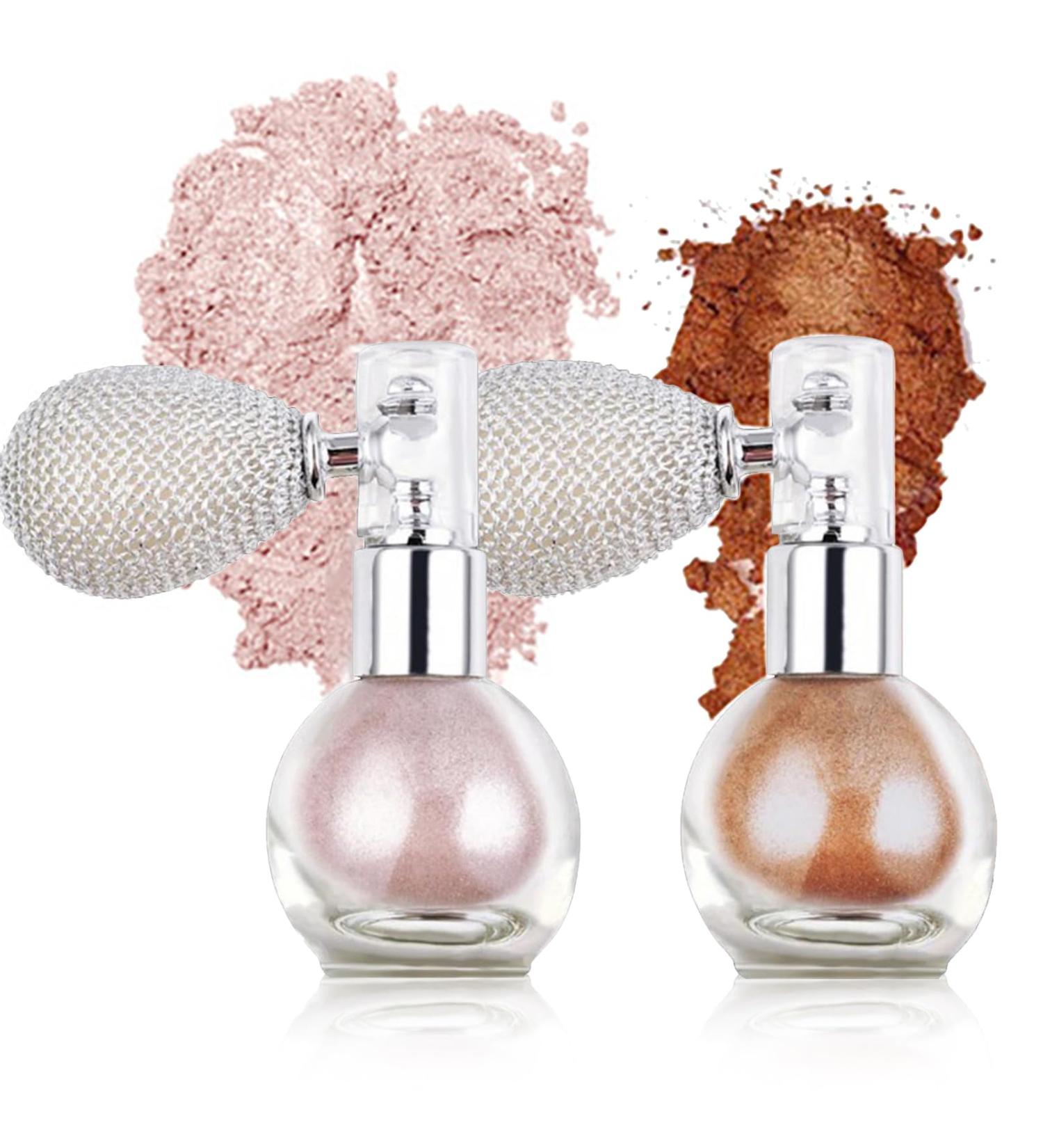 2pcs Glitter Spray - Body & Hair Shimmering Sparkle for Parties | Fabric Glitter for Clothes - Pink & Bronze - Buy Online on GoSupps.com