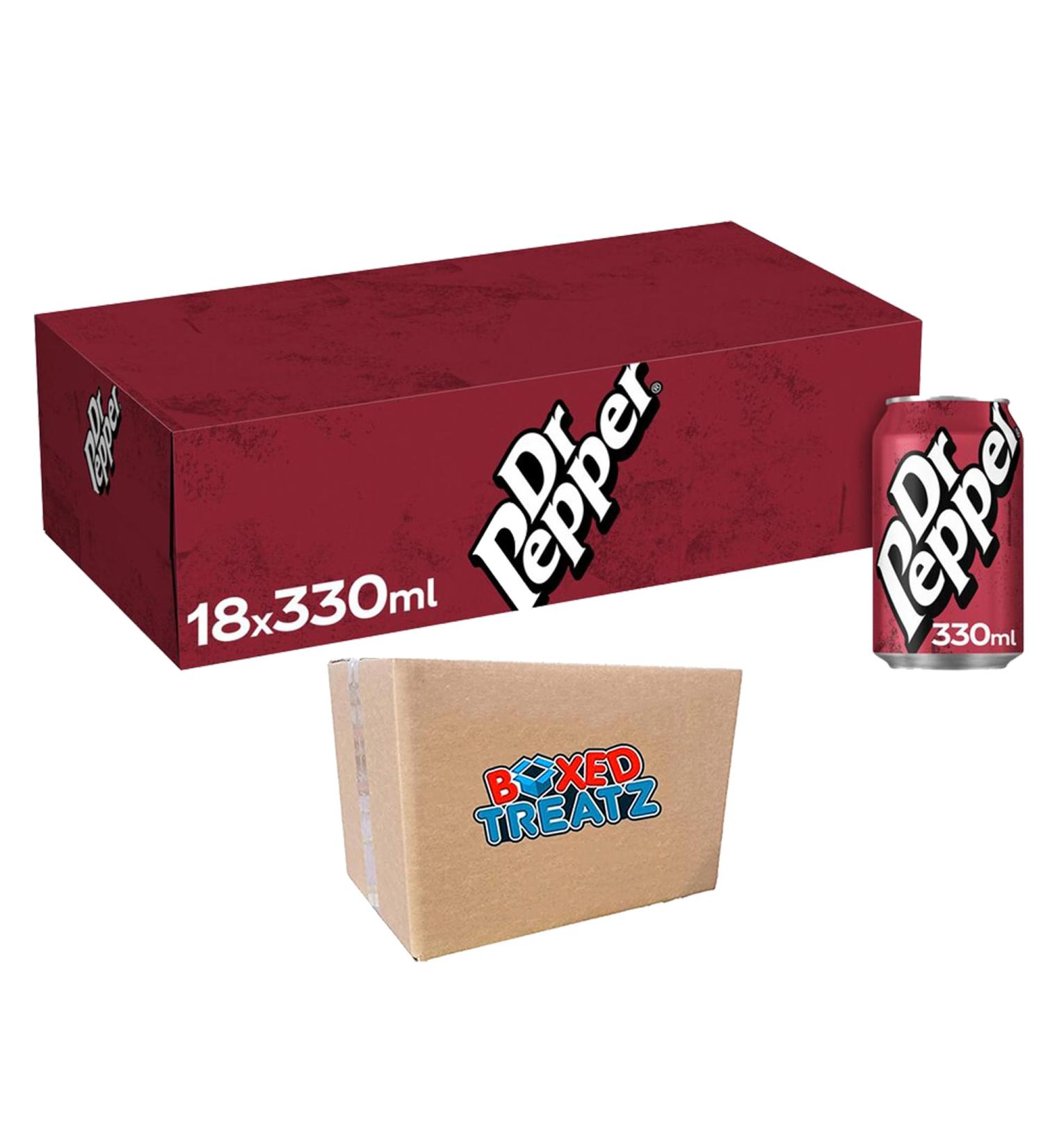 Dr Pepper 330ml Sparkling Fruit Flavour Soft Drink With Sugar And Sweeteners 18-36 Pcs Boxed Treatz (18) - Buy Online on GoSupps.com