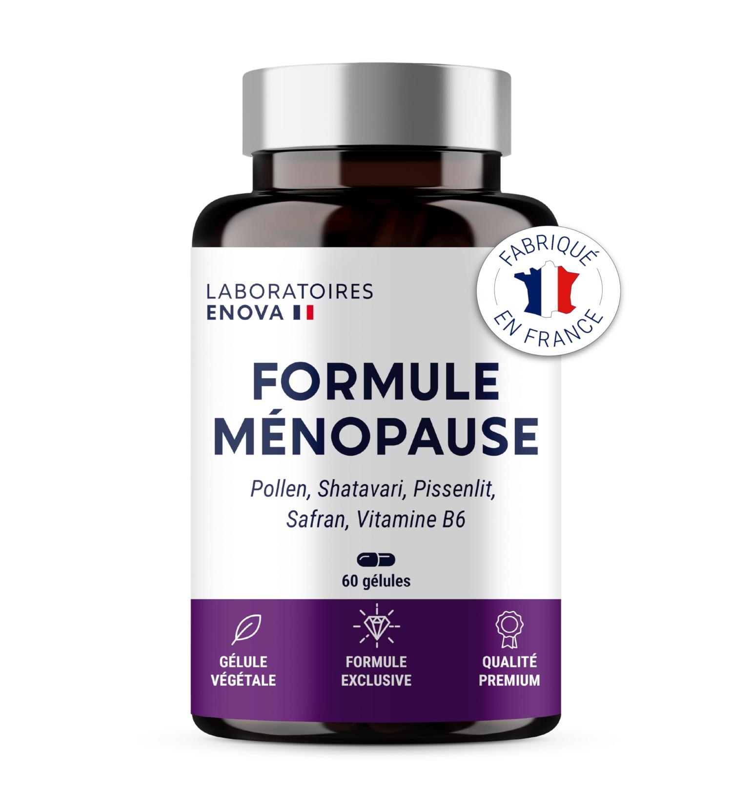 MENOPAUSE FORMULA | Hot Flashes Fatigue and Emotional Balance | Pollen Shatavari Dandelion Saffron and Vitamin B6 | 60 Capsules | Made in France - Buy Online on GoSupps.com