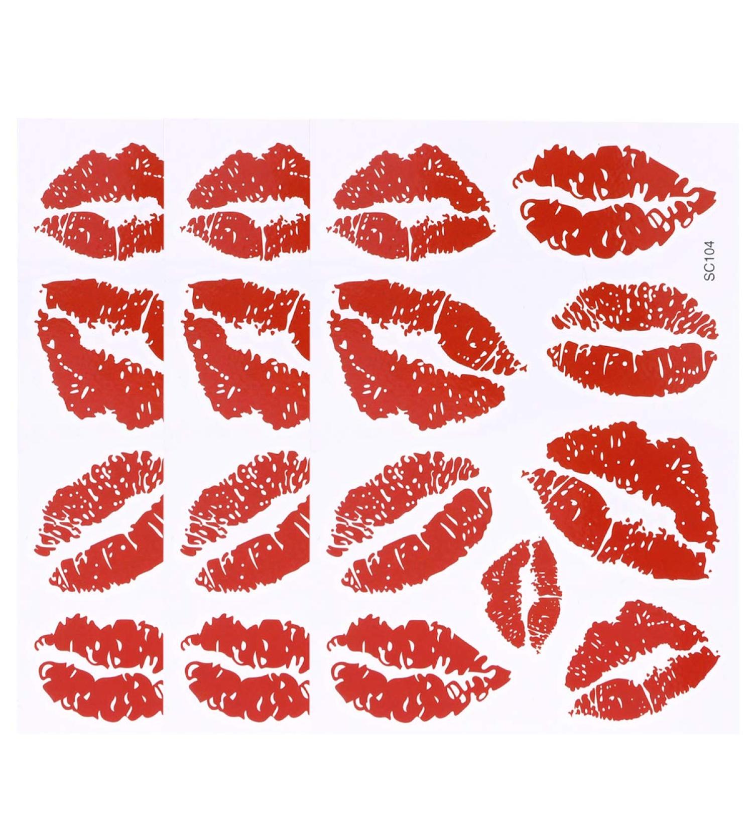Lurrose 6pcs Red Lips Temporary Tattoo Stickers - Waterproof Face & Body Decorations for Girls and Kids - Buy Online on GoSupps.com