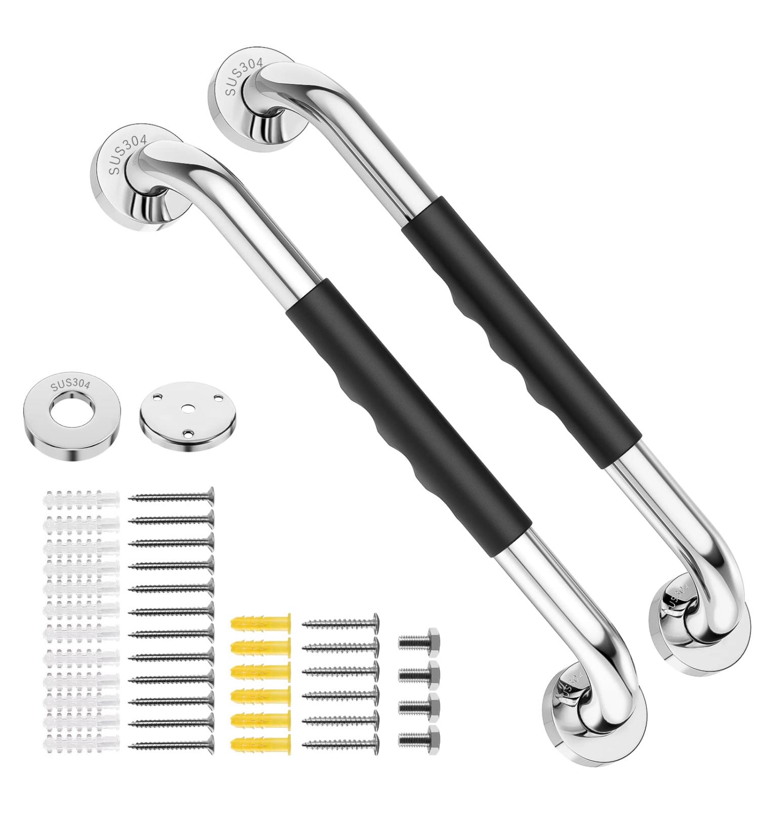 Grab Bars for Bathroom Aolloa Shower Grab Bar 16inch SUS304 Stainless Steel Anti Slip Bathroom Handicap Grab Bars Applicable to Bathroom Shower (Silver 2Pack) - Buy Online on GoSupps.com