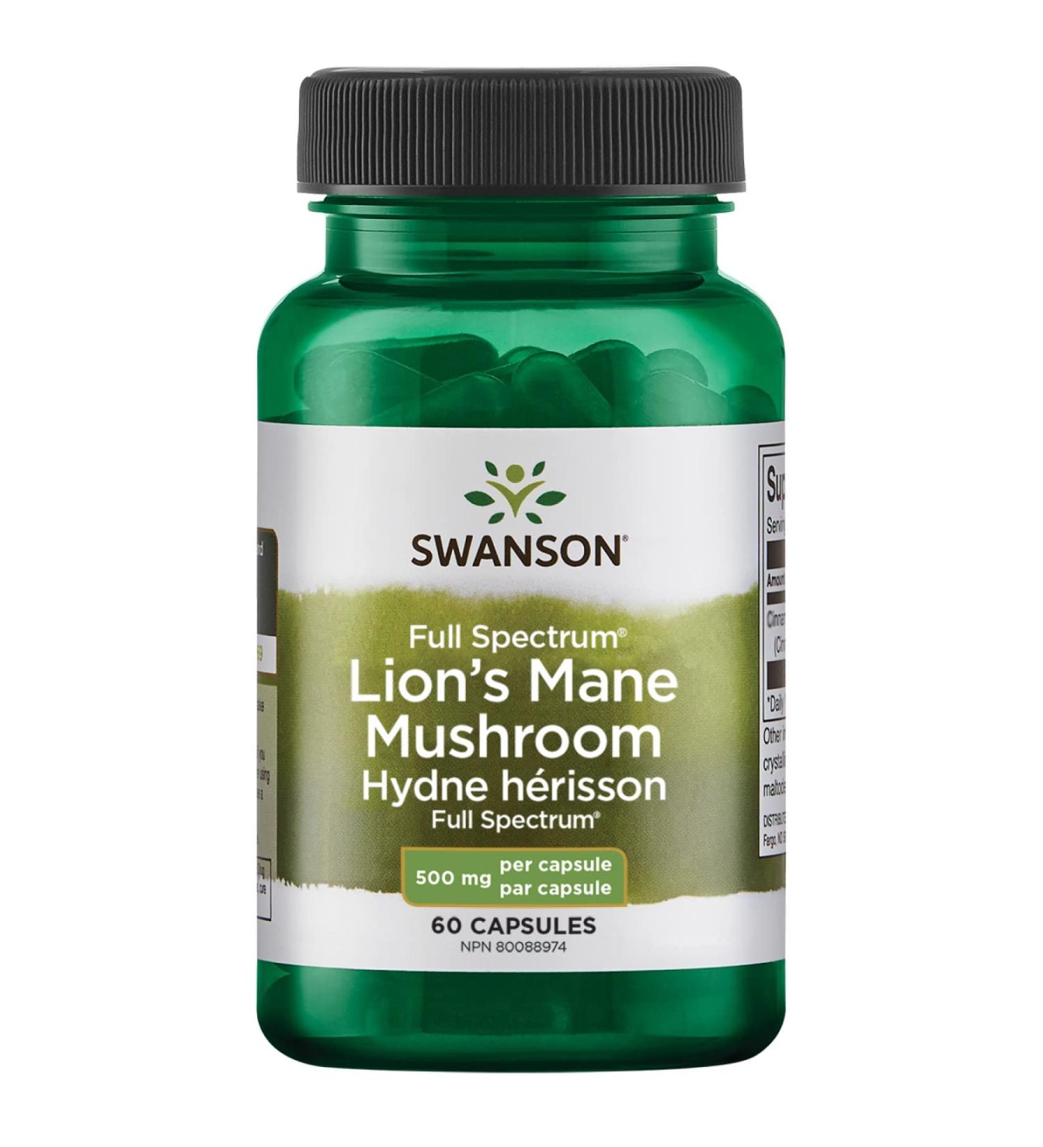 Swanson Lion's Mane Mushroom 500mg - 60 Capsules | Premium Quality Supplement - Buy Online on GoSupps.com