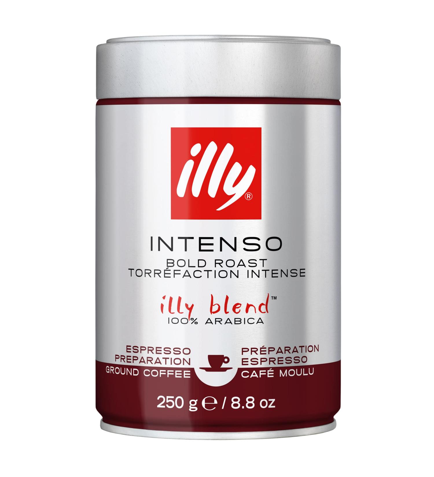 illy Ground Coffee Espresso - 100% Arabica Coffee Ground Intenso Dark Roast Warm Notes of Cocoa & Dried Fruit - Rich Aromatic Profile - Precise Roast - No Preservatives 250g Intenso Bold Roast 250 g (Pack of 1) - Buy Online on GoSupps.com