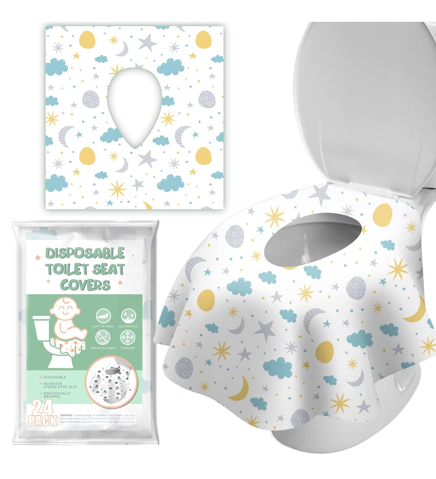Disposable Toilet Seat Covers for Kids & Adults - Extra Large & Waterproof - 24 Pack Portable Potty Training Protection - Buy Online on GoSupps.com