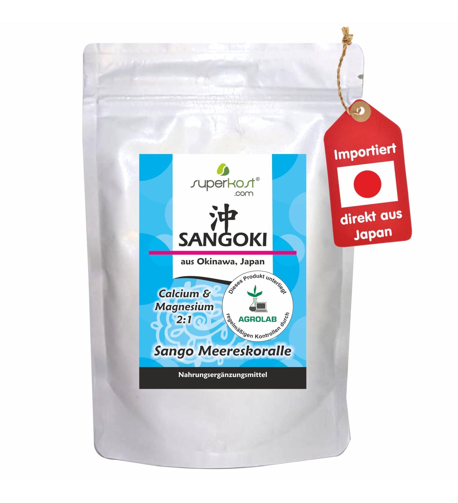 Sango Sea Coral Powder Calcium & Magnesium 250g - Optimal 2:1 Ratio for Enhanced Health | Free International Shipping - Buy Online on GoSupps.com