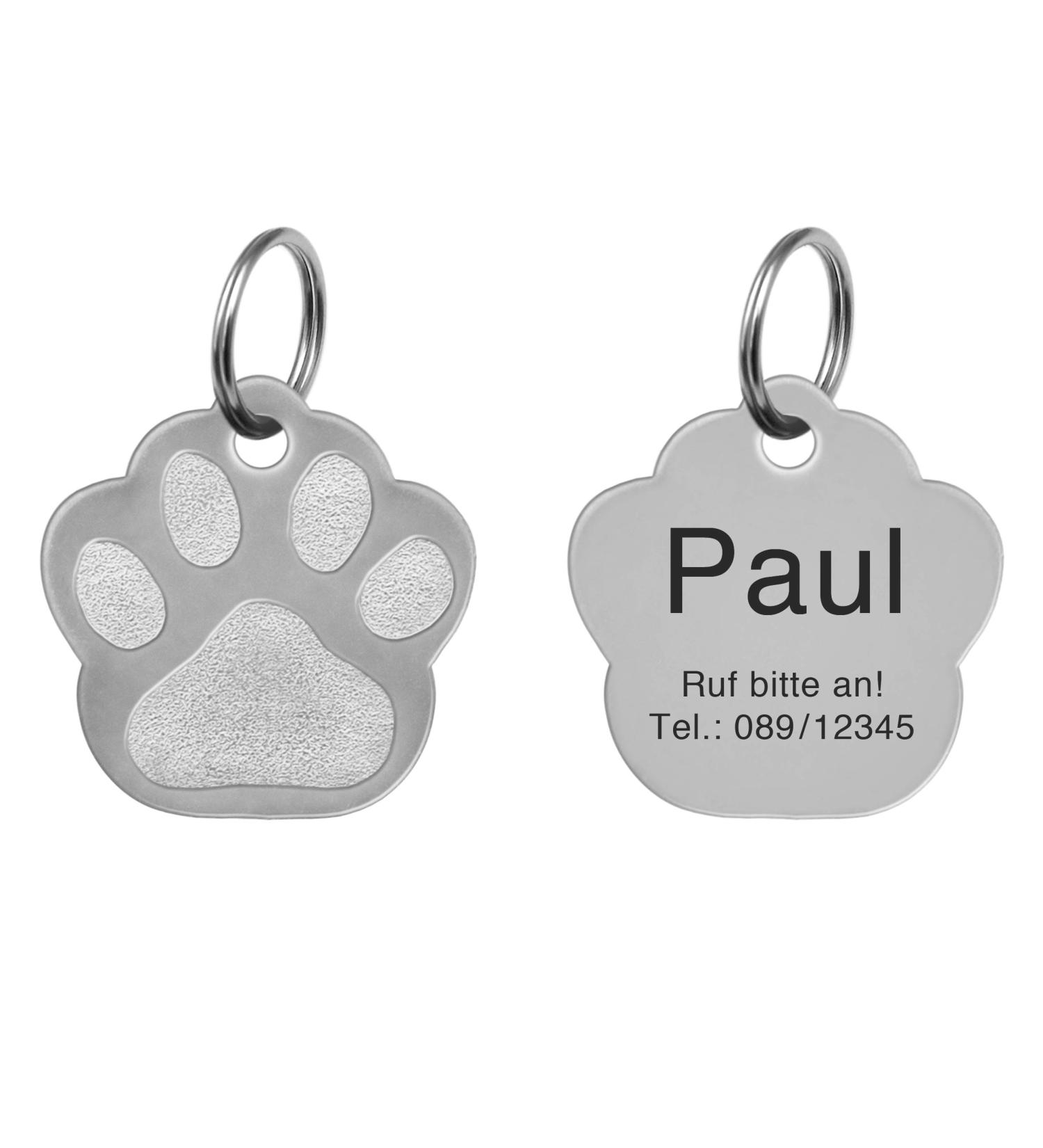 Paw Dog Brand Stainless Steel Engraved Tags - Personalized Address Trailer for Dogs | 2 Sizes Available | Key Ring Included - Buy Online on GoSupps.com