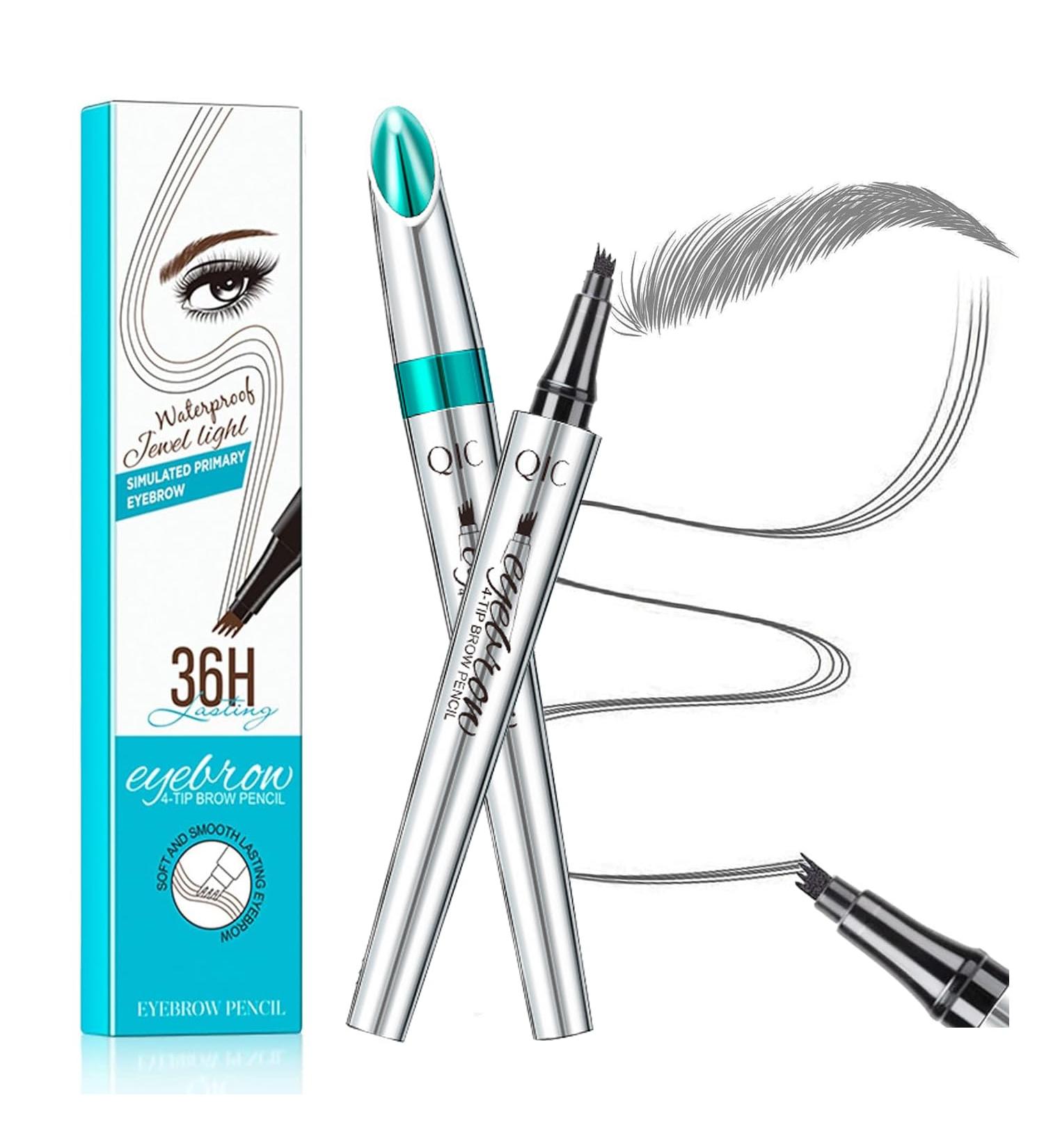 Long-Lasting Waterproof Microblading Eyebrow Pencil - 4 Tip Eyebrow Pen in Smoke Gray | Natural Makeup - Buy Online on GoSupps.com