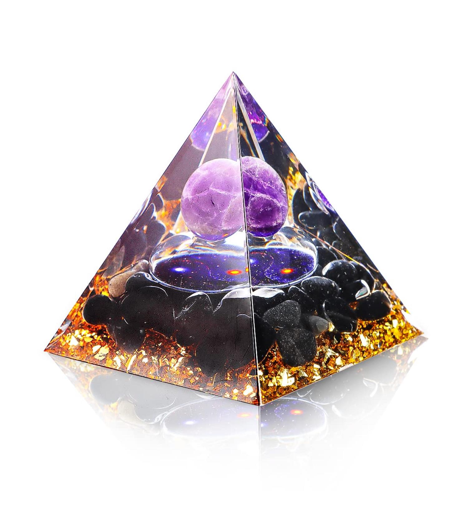 6cm Amethyst Crystal Pyramid - Tree of Life Desktop Ornament for Yoga & Meditation | Home Decoration - Buy Online on GoSupps.com