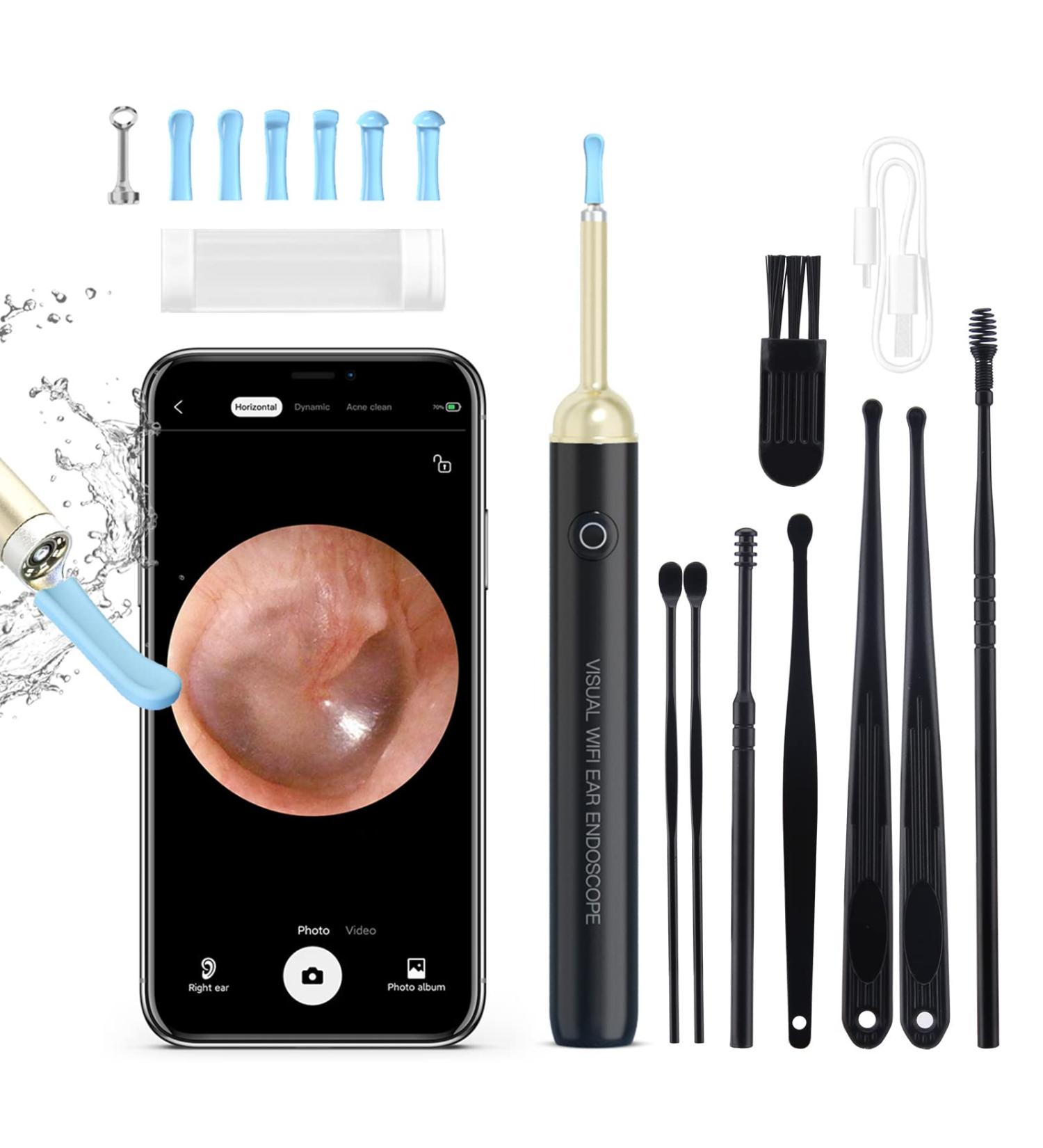 Wireless 1080P FHD Ear Wax Removal Tool Camera with LED | Smart Visual Ear Cleaner | IP67 Waterproof WiFi Otoscope for iPhone, iPad, Smart Phone | Includes 7 Ear Picks - Buy Online on GoSupps.com
