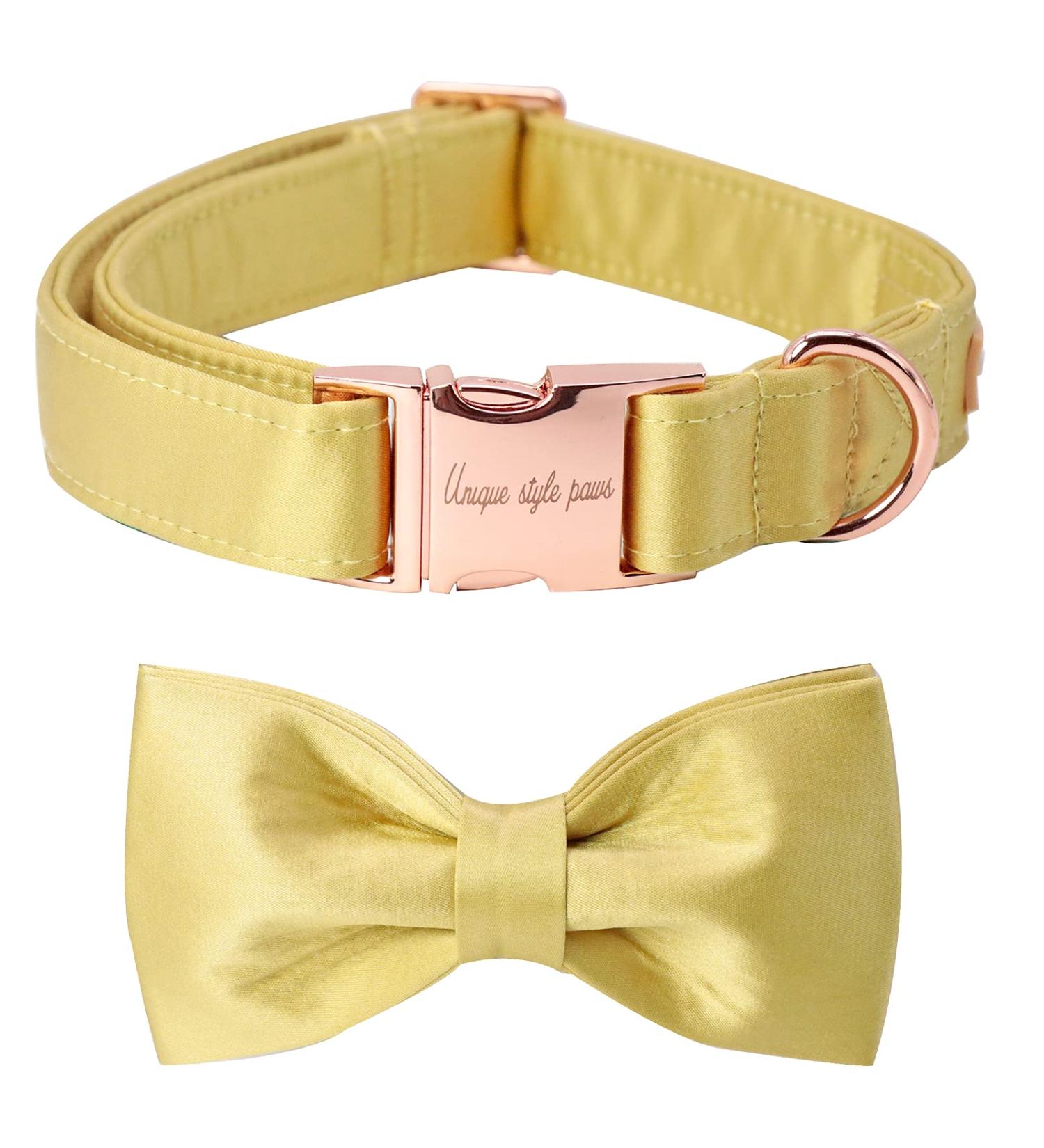 Unique Style Paws Yellow Silk Dog Collar | Soft Adjustable XL Collars for Male & Female Dogs | Perfect Pet Gift - Buy Online on GoSupps.com
