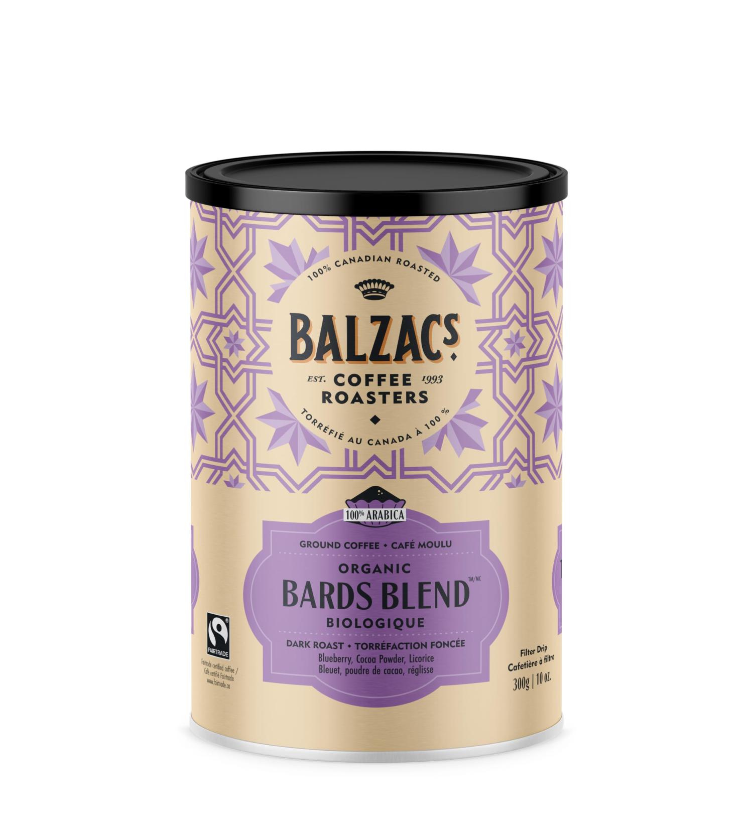 Balzac's Coffee Roasters - Ground Coffee | 300G 10OZ. (Bards Blend Pack of 12)
