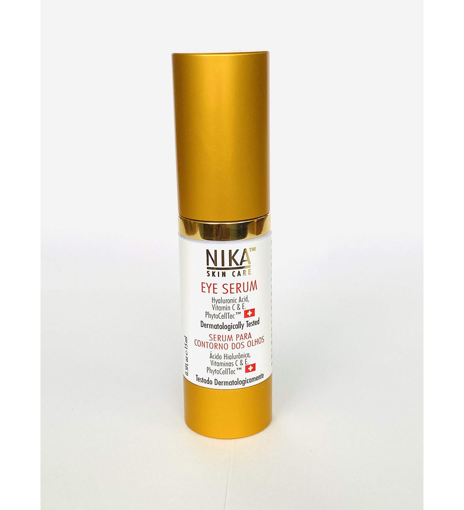 NIKA SKIN CARE - Eye Serum with Vitamin C & E Hyaluronic Acid Caffeine and Swiss Apple Stem Cells - Day & Night