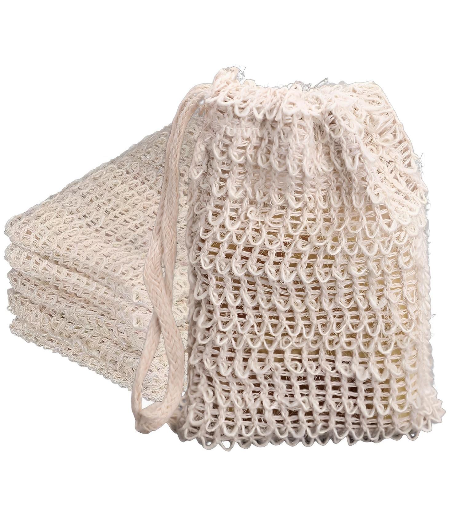 5-Piece Soap Bags Set | Exfoliating Mesh Pouches for Bar Soap | Sisal Soap Saver & Loofah Holder for Shower - Buy Online on GoSupps.com