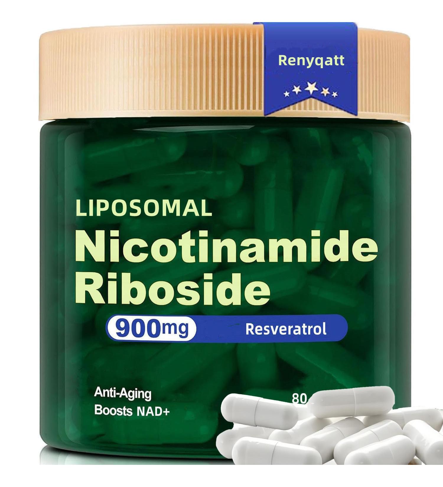 Renyqatt NAD+ Supplement - Liposomal Nicotinamide Riboside - Supplement for Anti-Aging Energy Focus - 80 Capsules(1B) - Buy Online on GoSupps.com