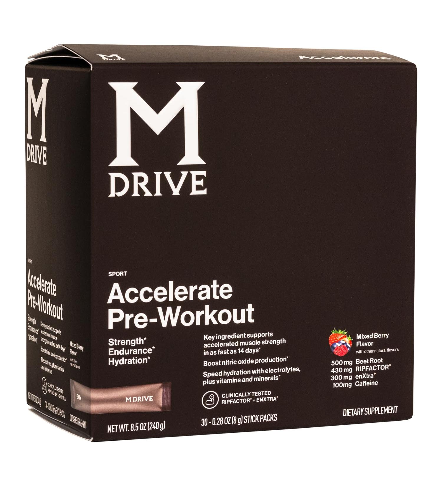 Mdrive Accelerate Pre-Workout Powder Single Serving Packets Mixed Berry 30 Count (Stimulant Mixed Berry) - Buy Online on GoSupps.com