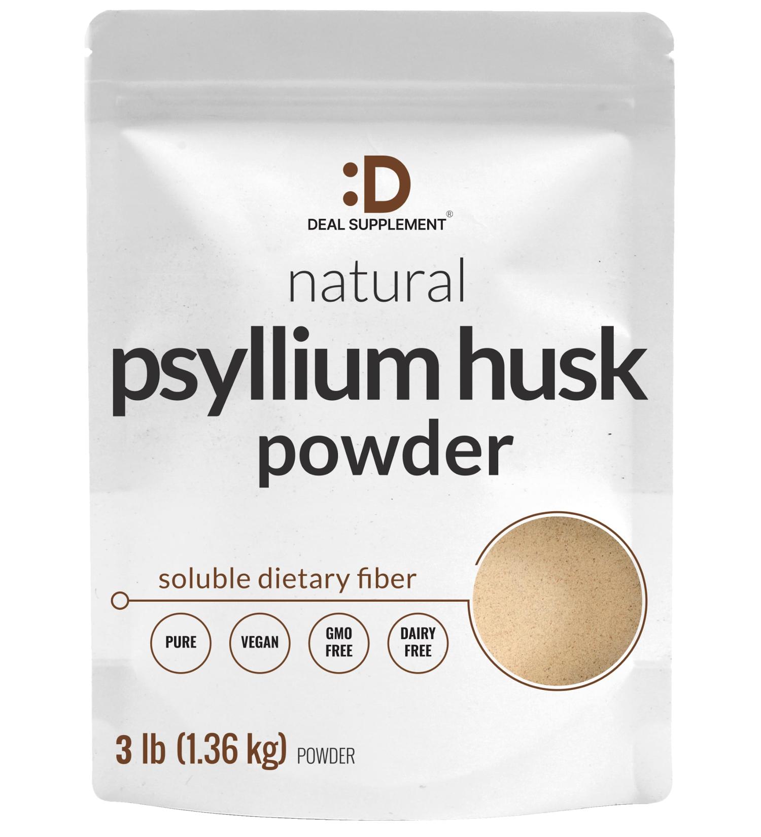 Psyllium Husk Powder 3 lbs - 9000mg Per Serving - Unflavored Plant Based Fiber - Keto Friendly, Gluten Free, Non-GMO - Ideal for Baking & Cooking - Buy Online on GoSupps.com