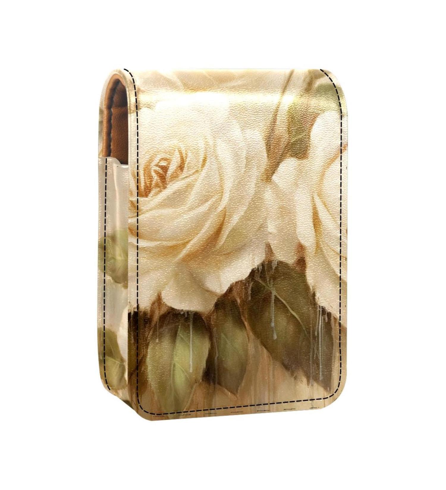 Travel Lipstick Organizer Case | Portable Makeup Bag with Mirror | Vintage Floral Design | J771e6irzz - Buy Online on GoSupps.com