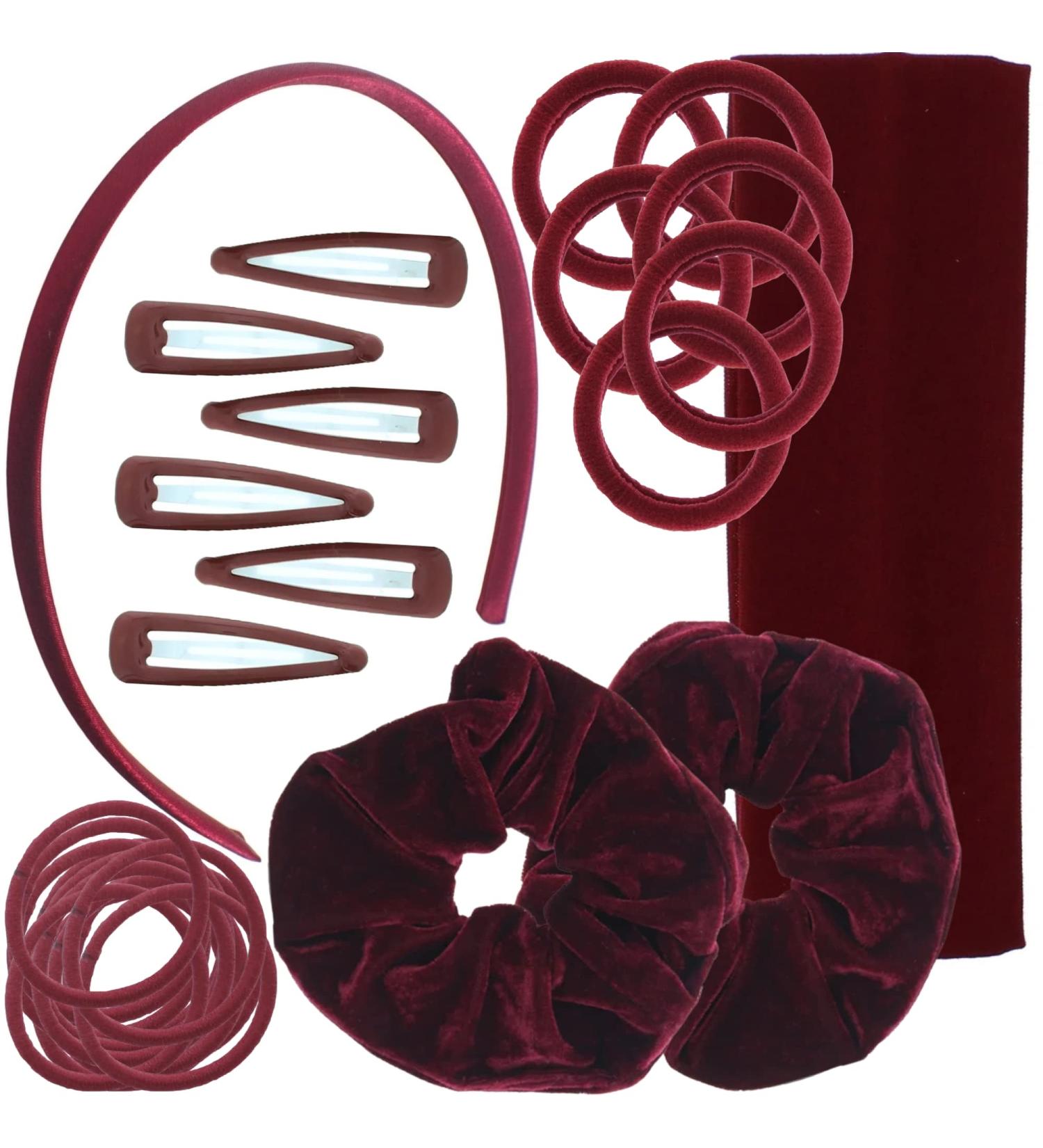 Topkids Accessories 28pc School Hair Accessories Gift Set Hair Accessories for Girls Hair Clip Hair Colour Girls Hair Accessories Gift Set Hair Clip Hair Band Hair Bands for Girls (Burgundy) - Buy Online on GoSupps.com