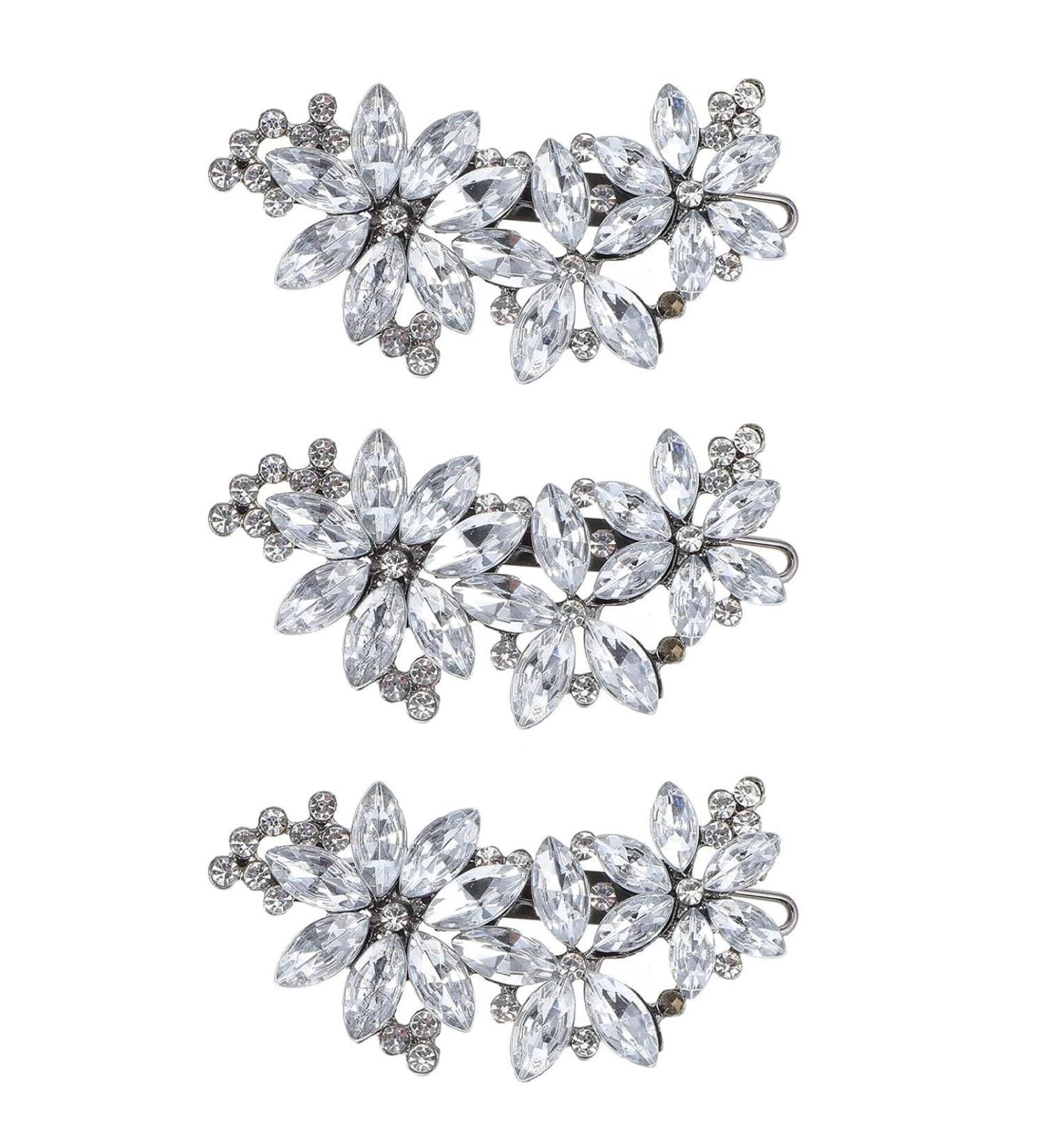 Diamante Hair Clips for Women 3 Pieces Silver Hair Clips Silver Hair Accessories Silver Hair Clip Sparkly Hair Clips Diamante Hair Accessories Bridal Hair Clip for Women for Bride Bridesmaids Prom - Buy Online on GoSupps.com