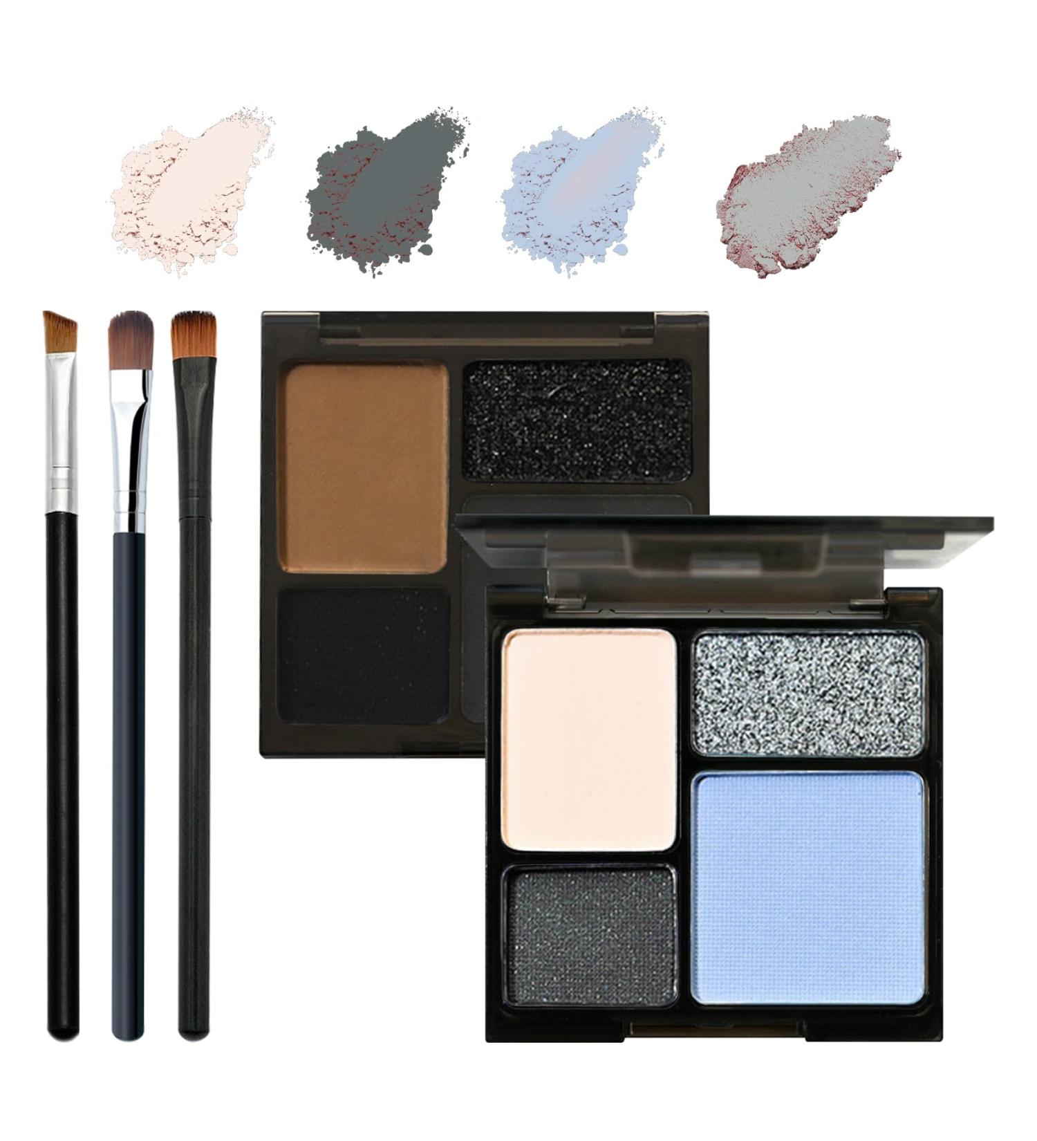 Blue Gray Eyeshadow Palette 4 Colors Matte Glitter Eyeshadow Makeup Palette with Brushes Waterproof Long Lasting Pigmented Gray Silver Eye Shadow Palette Goth Halloween Daily Makeup Pallet - Buy Online on GoSupps.com