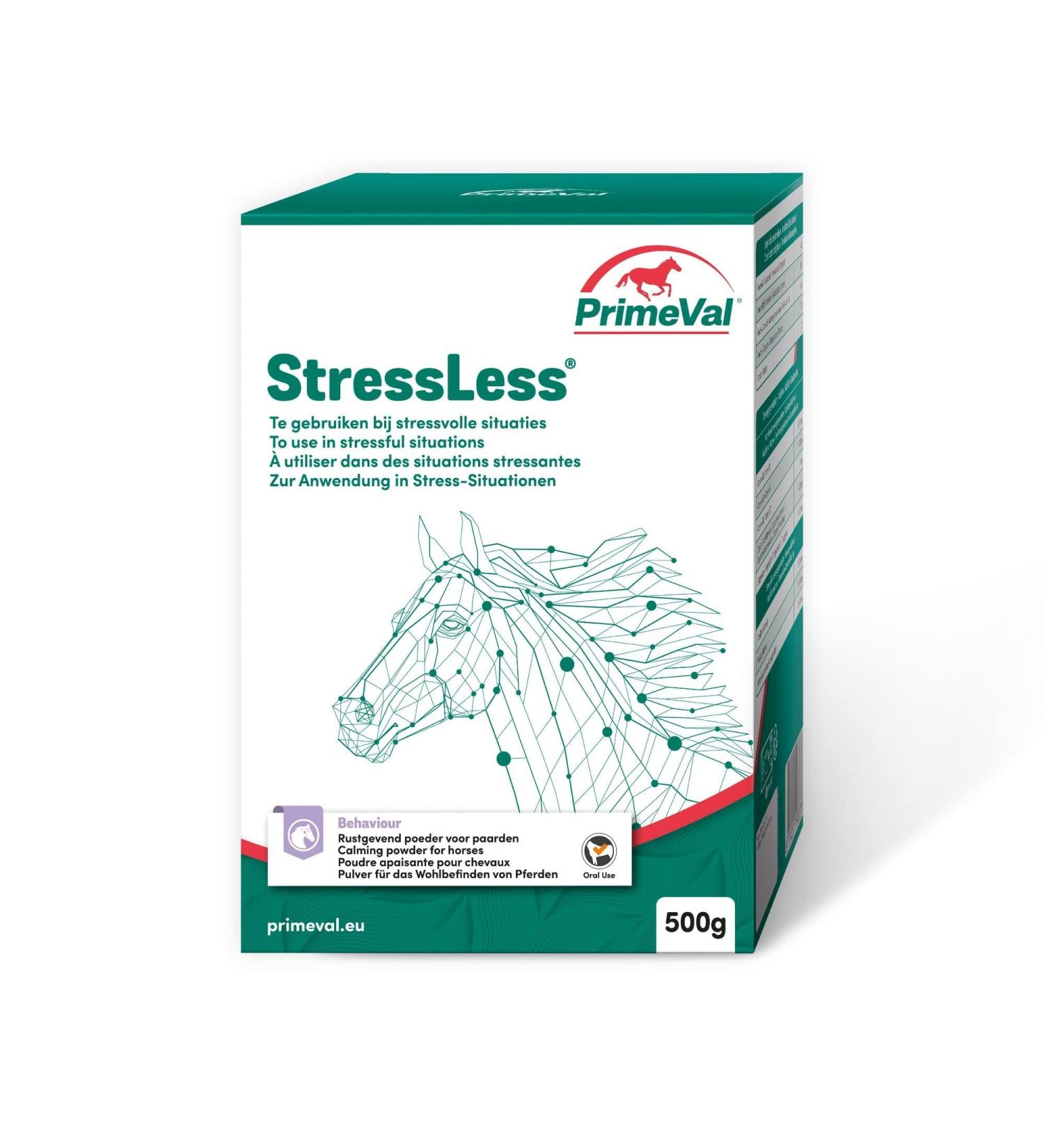 Primeval Stressless Horse - Natural Trimagnesium Citrate & Chicory Fiber for Calm Transport & Vet Visits - 500g Powder Supplement - Buy Online on GoSupps.com