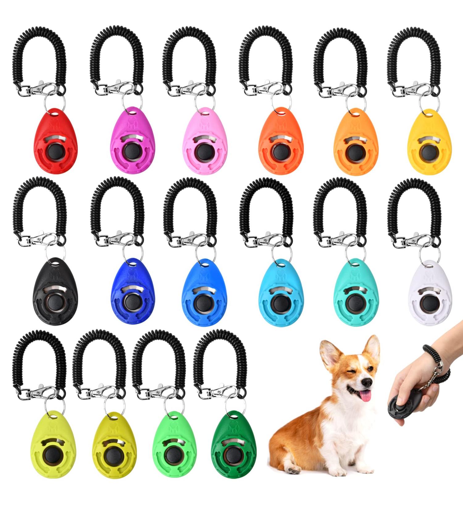 Azonelife Dog Clicker Set - 16 Premium Pet Training Clickers with Big Button & Hand Loop for Dogs Cats & Horses - Effective Training Tool for All Pets - Buy Online on GoSupps.com
