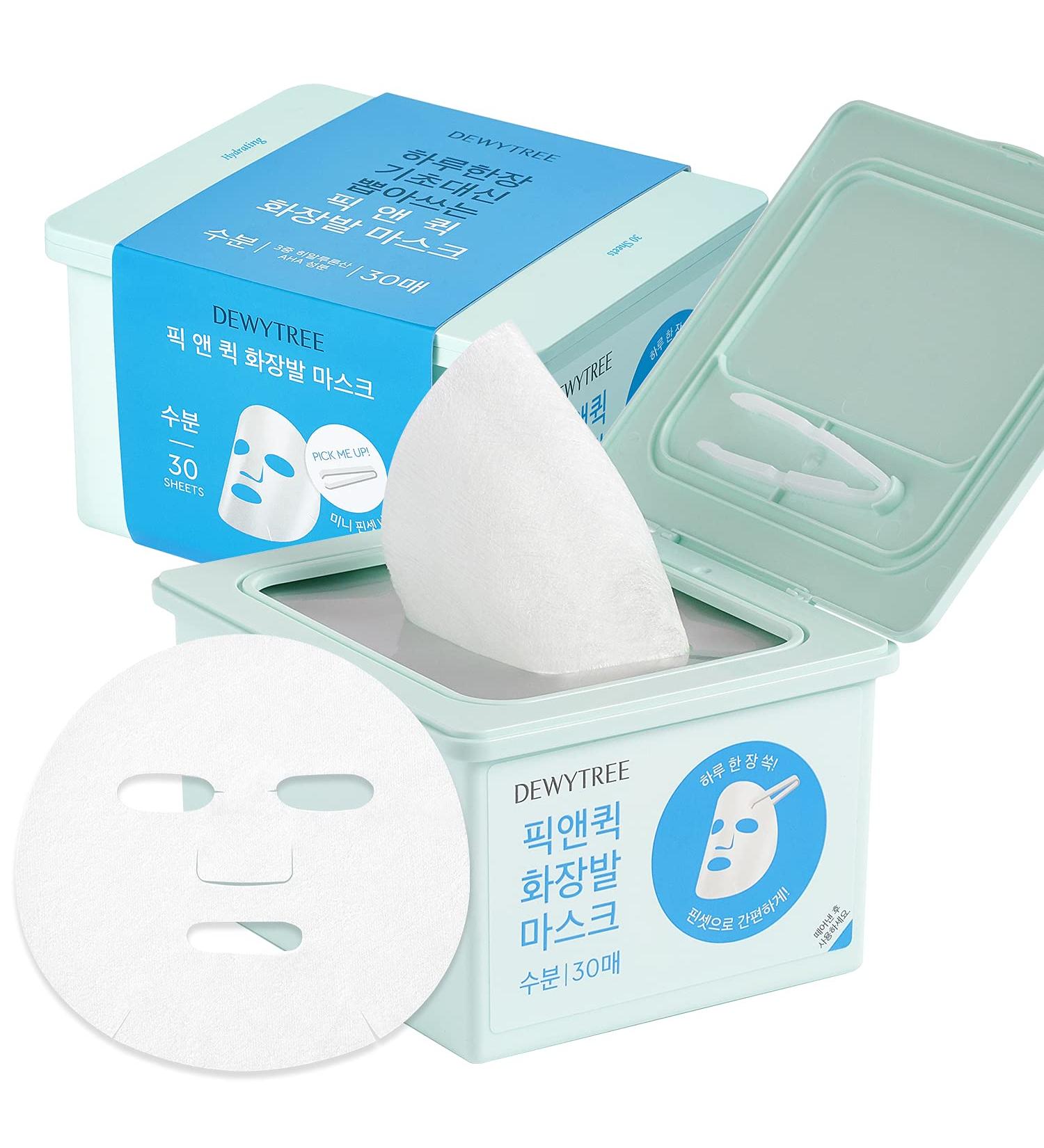 DEWYTREE Hyaluronic Acid Moisturizing Mask Sheet - 30 Sheet Dispenser Type Aqua Mask - Hydrating & Exfoliating with Amino Acids - Buy Online on GoSupps.com
