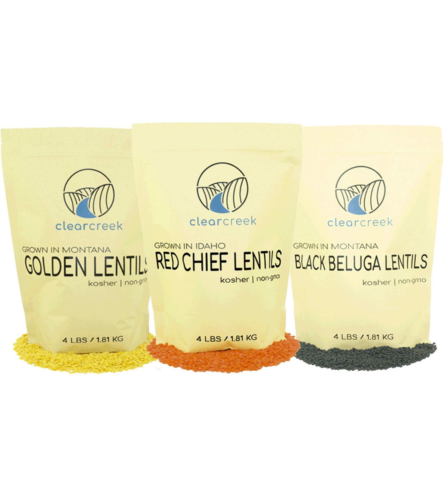 Red Lentils | Black Beluga Lentils | Golden Lentils | Non-GMO | 12 LBS Total | 100% Non Irradiated | Kosher | USA Grown | Vegan - Buy Online on GoSupps.com