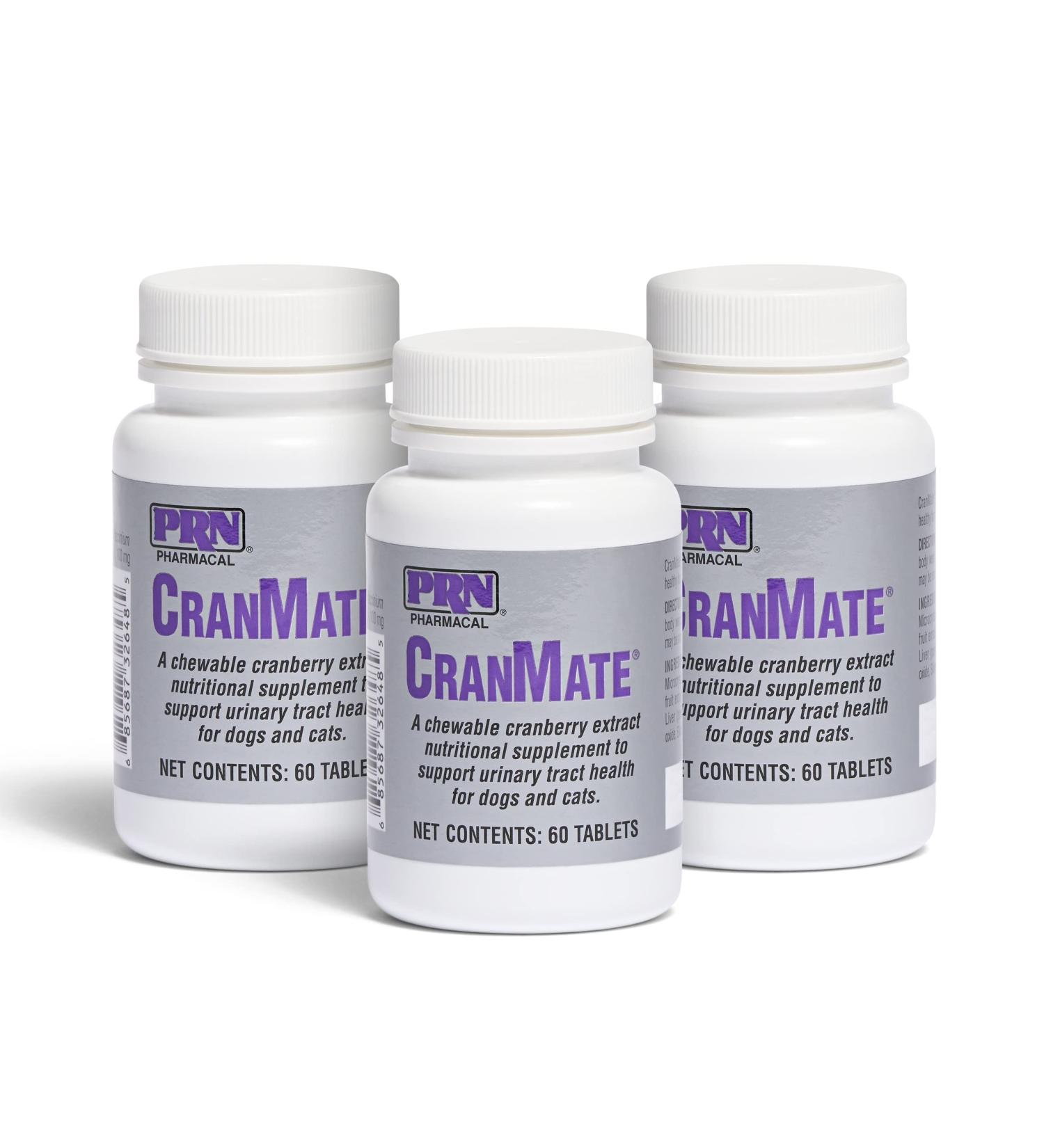 PRN Pharmacal CranMate Cranberry Supplement - Chewable Cranberry Extract Nutritional Supplements for Dogs & Cats - 60 Chew Tabs (3 Pack) - Buy Online on GoSupps.com