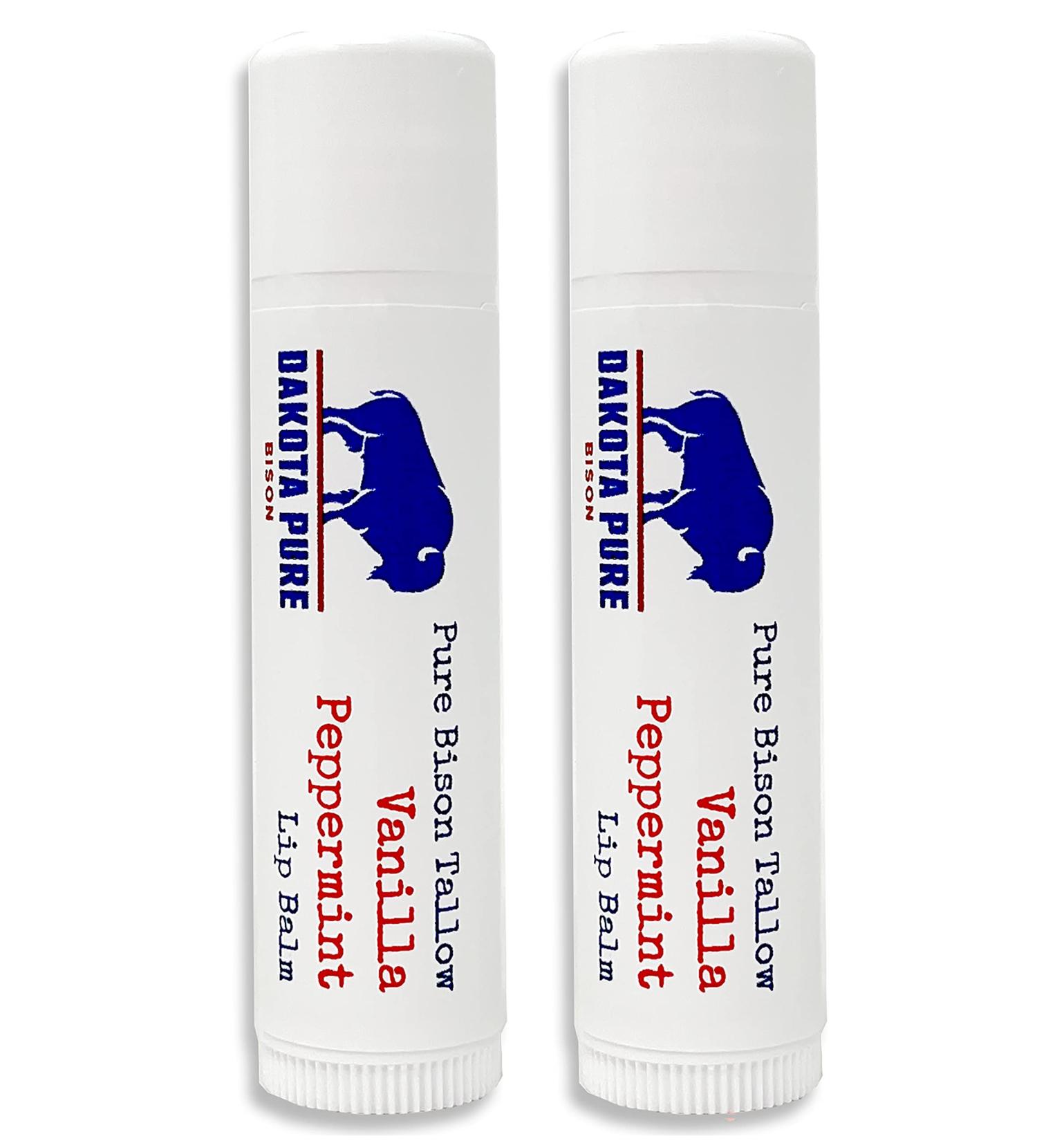 Tallow Balm - Bison Tallow Lip Balm Set of 2 | Natural & Moisturizing Vanilla Peppermint Lip Balm for Chapped Lips | International Shipping Available - Buy Online on GoSupps.com