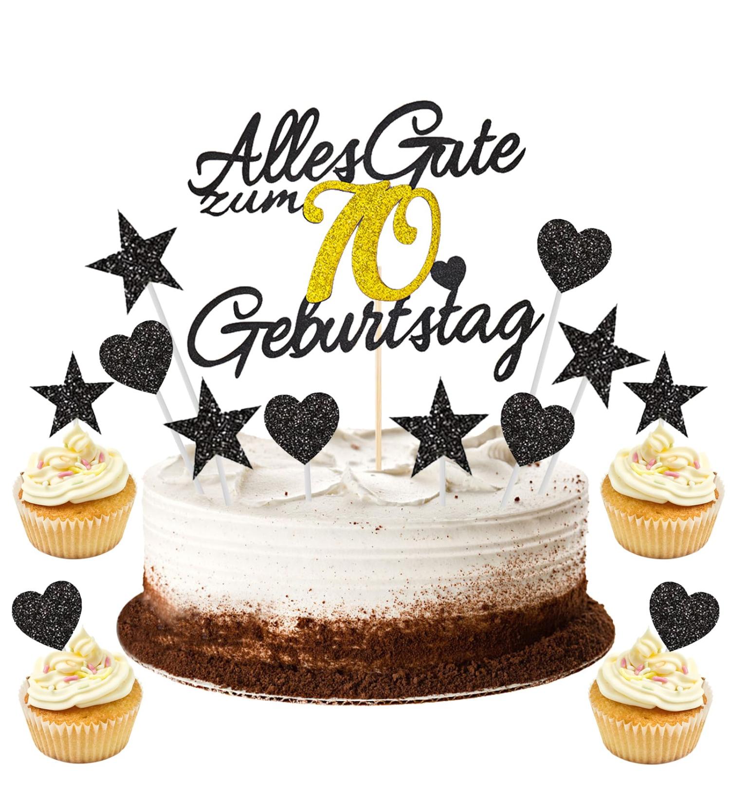 70th Birthday Cake Decorations - Gold Rock 11-Piece Set | Happy 70th Birthday Cake Topper for Men & Women - Buy Online on GoSupps.com