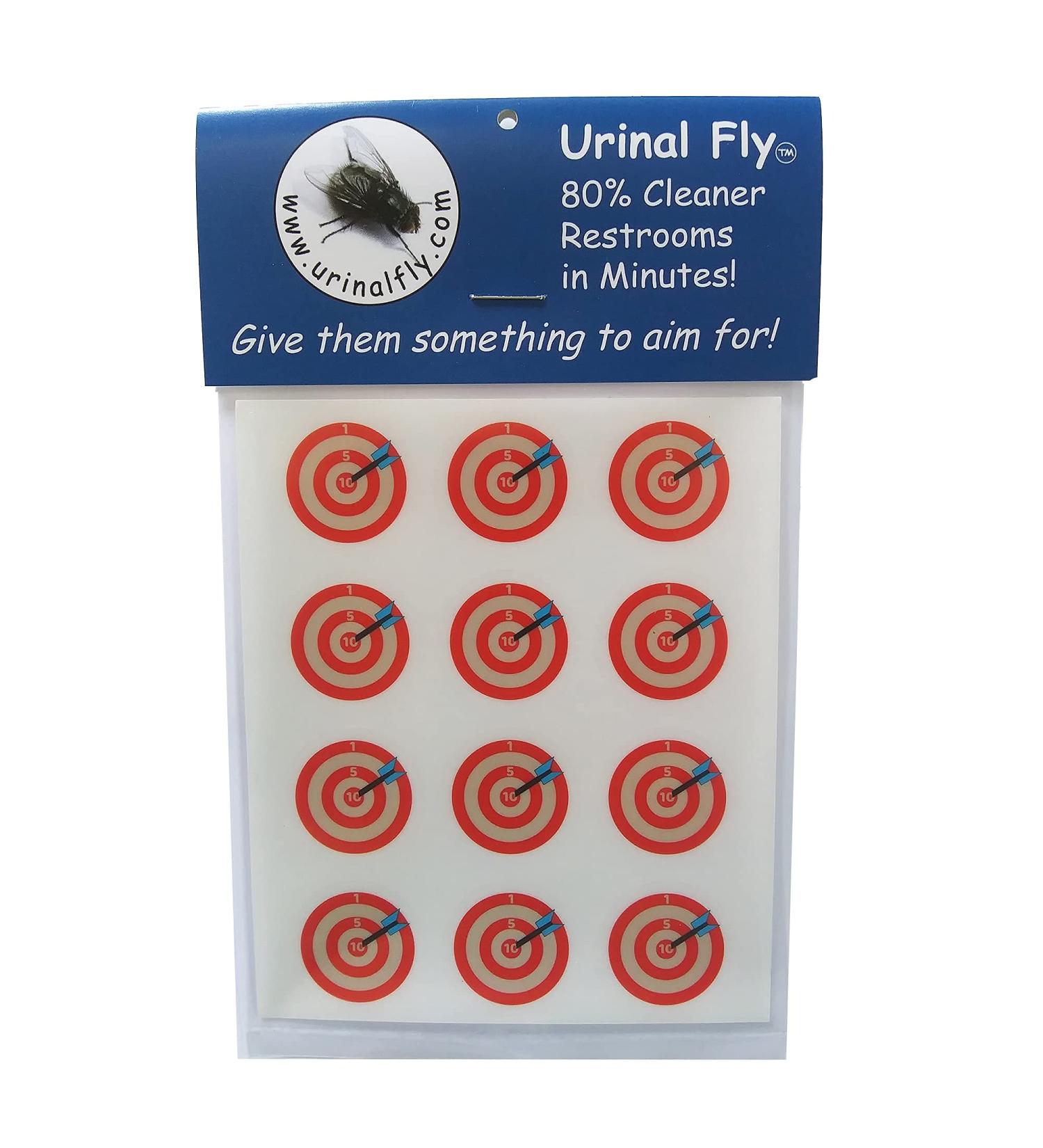 Urinal Fly Toilet Stickers 12 Pack Numbered Red Bullseye with Arrow 80% Cleaner Bathrooms in Minutes! - Buy Online on GoSupps.com