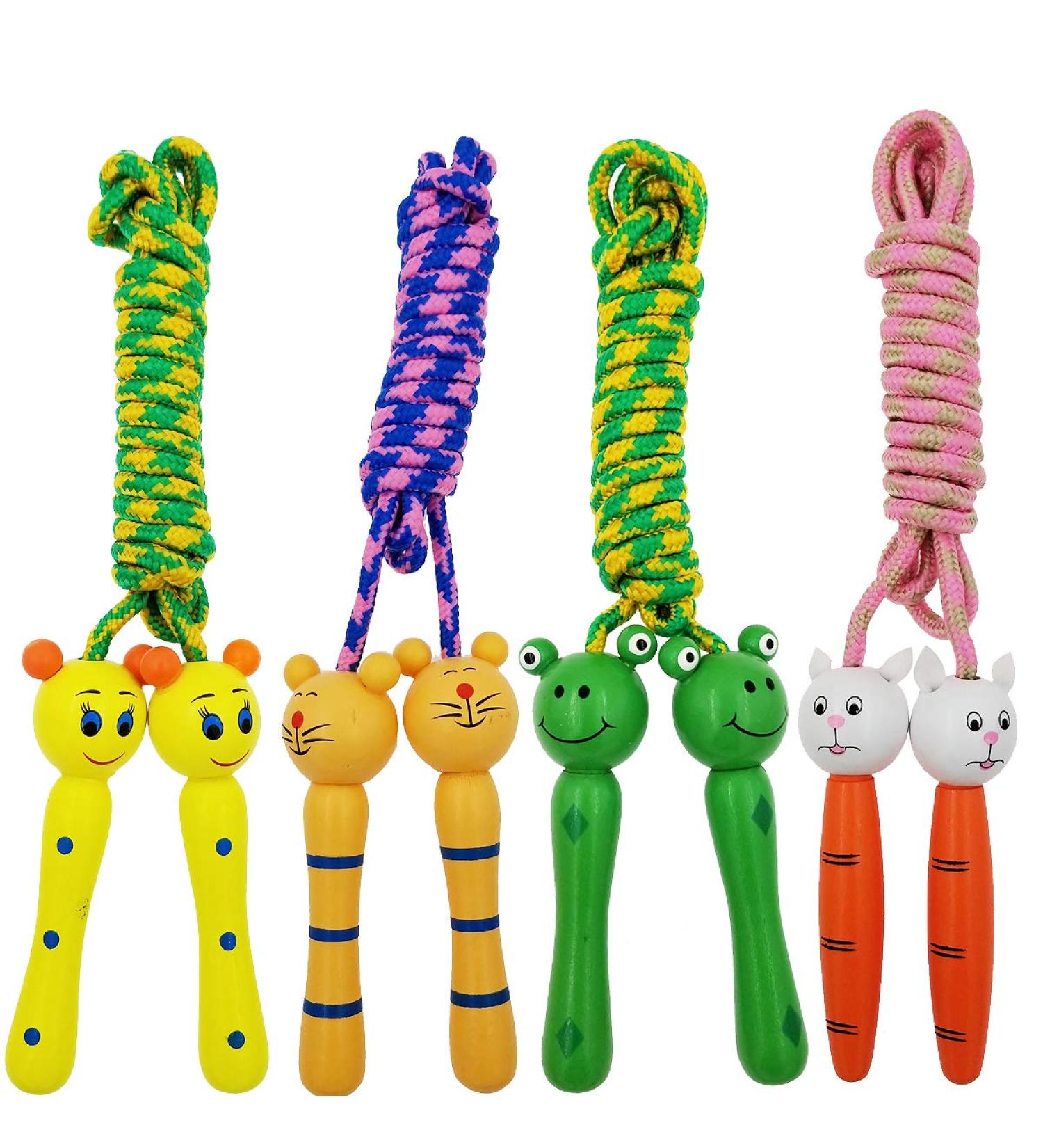 Sackorange 4 Pack Kids Jump Rope with Wood Handles - Outdoor Fun & Fitness Activity for Children, Students - Party Favor - Buy Online on GoSupps.com