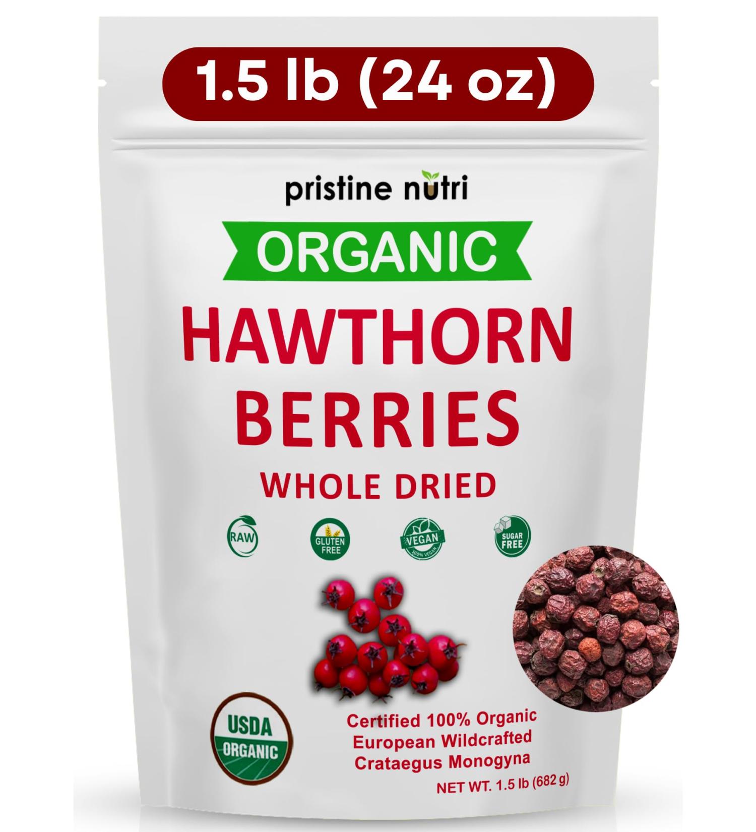 1.5 lbs (24 oz) 100% Organic Hawthorn Berries Dried Bulk | Make Hawthorn Berry Tea | European Wildcrafted Berries | Make Wellness Tea for Heart Support Blood Pressure and Stress Relief Hawthorn Berry 24 Ounce (Pack of 1) - Buy Online on GoSupps.com