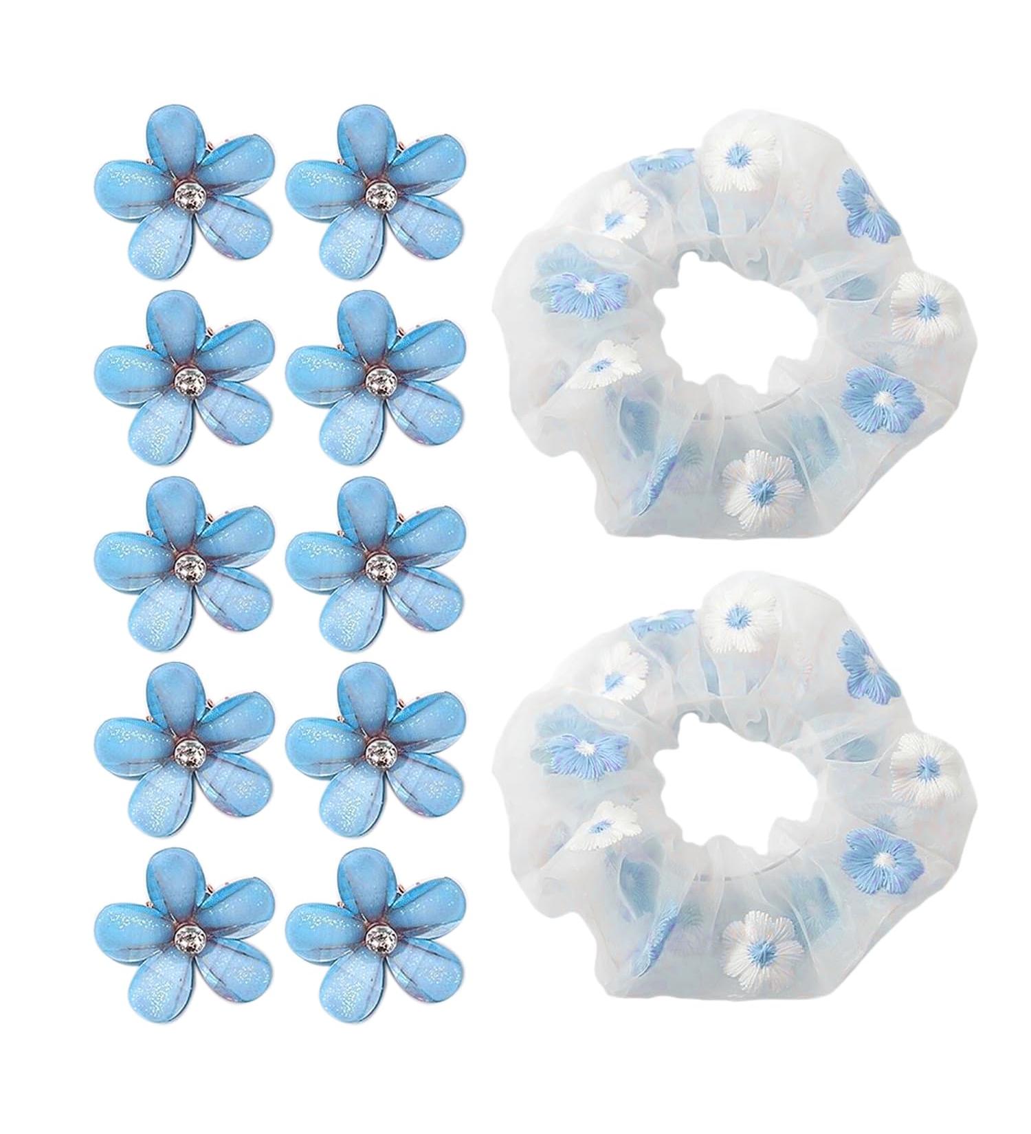 10 pieces of flower hairpin 2 pieces of hair rope hair flower clip ladies flower hair accessories mini flower claw clip hair accessories crystal flower hairpin - Buy Online on GoSupps.com