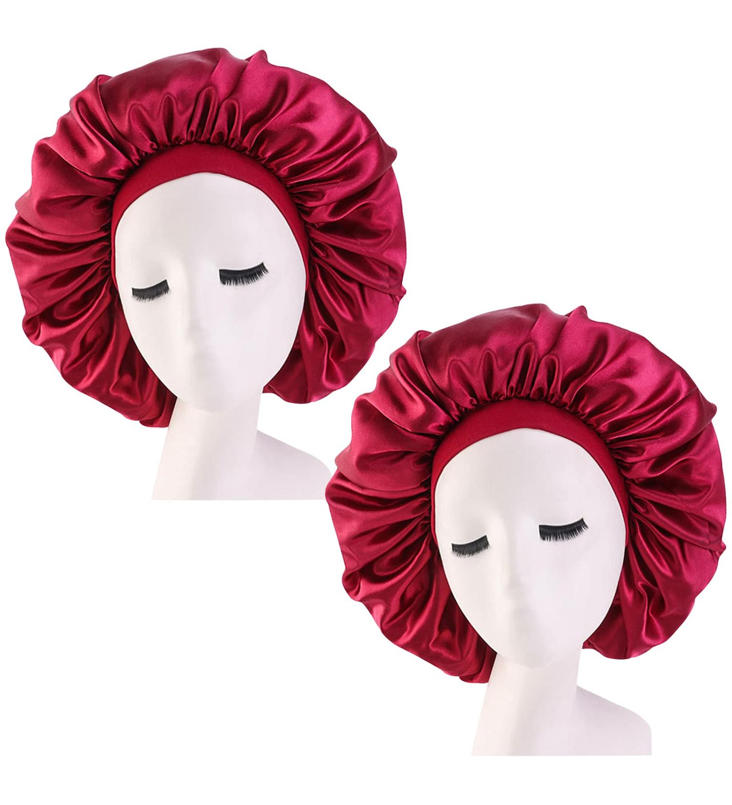 Buy 2 Piece Satin Sleep Hat Set for Women - Adjustable Silk Caps for Hair Care & Health - Buy Online on GoSupps.com