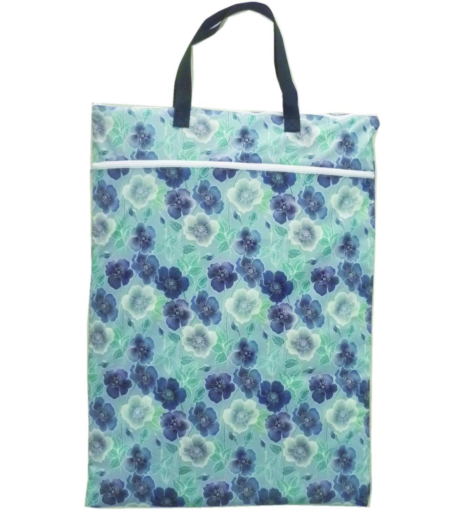 Large Hanging Wet/Dry Cloth Diaper Pail Bag for Reusable Diapers or Laundry (Flower)