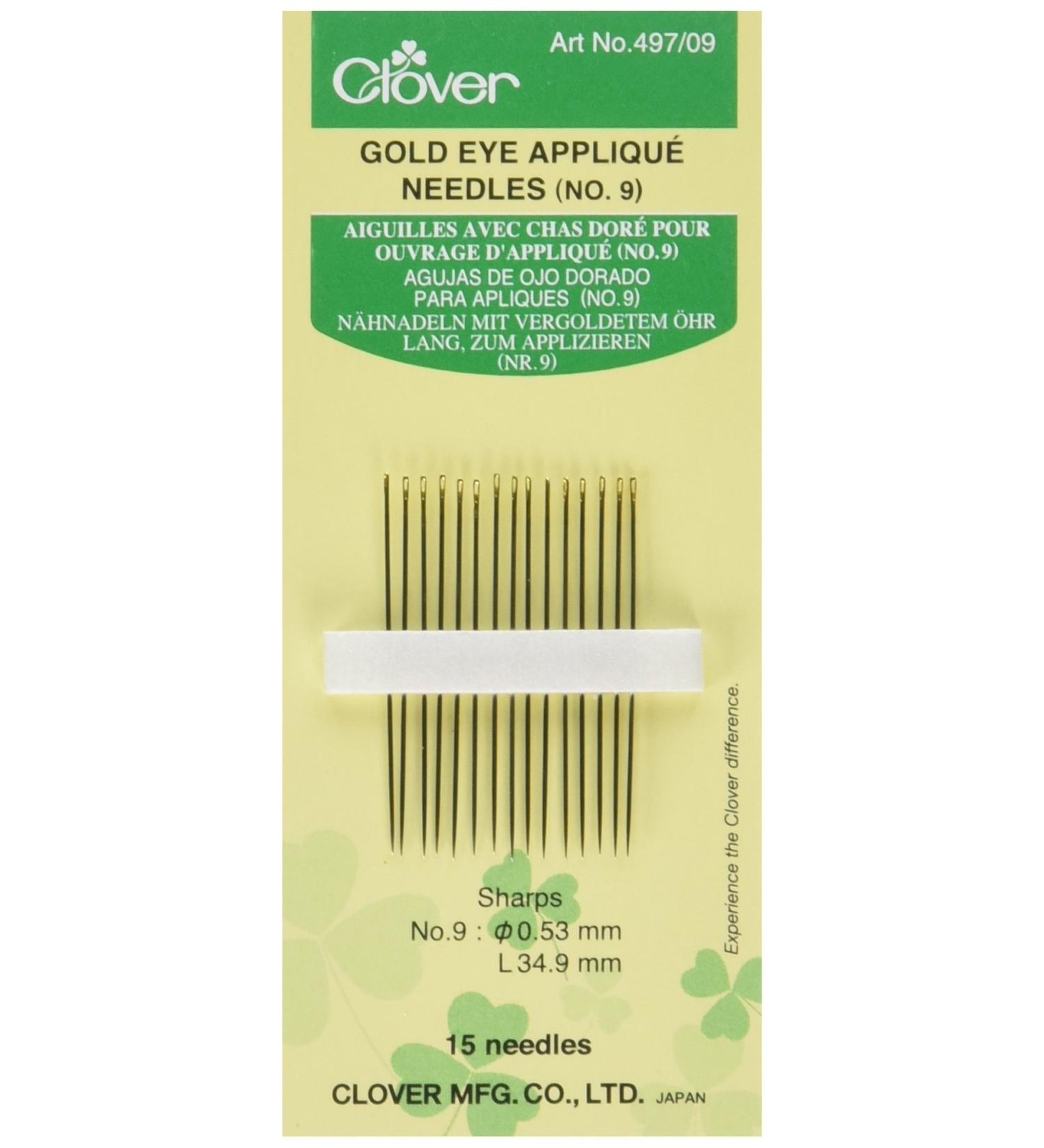 Clover Gold Eye Applique Needles No. 9 No.9 Metal