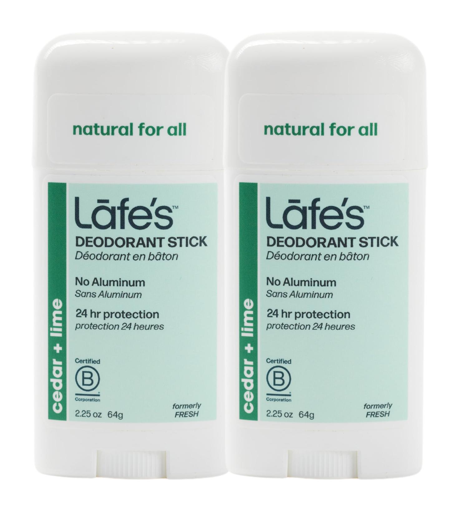 Lafe's Natural Deodorant | Aluminum-Free Paraben-Free 24-Hour Protection | Cedar & Lime | 2-Pack | Eco-Friendly Deodorant for Men & Women - Buy Online on GoSupps.com