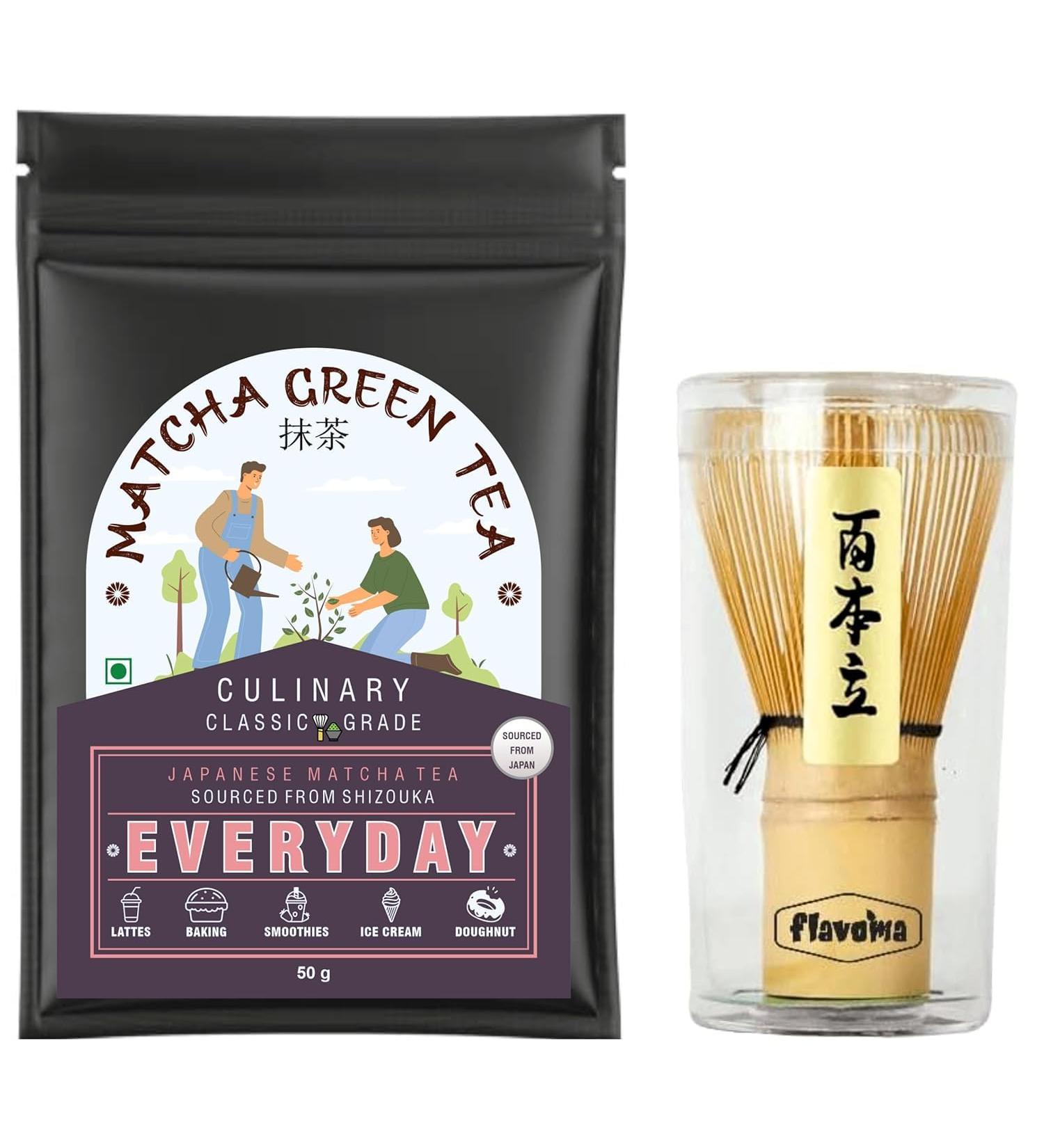 Japanese handmade bamboo matcha whisk Chasen Brush + Japanese Matcha Green Tea Powder 50G 25 servings The perfect set to prepare a traditional cup of Matchaa culinary quality - Buy Online on GoSupps.com