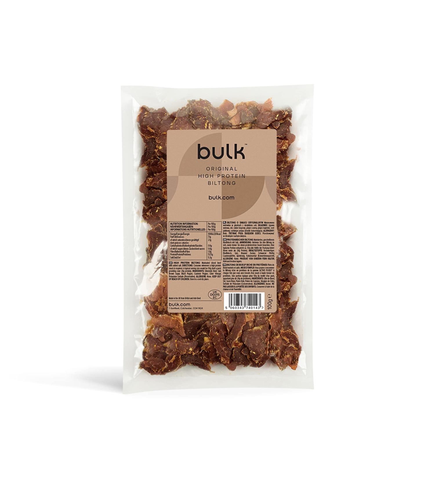 Bulk High Protein Biltong Original 100g - Premium Quality Snack - Buy Online on GoSupps.com