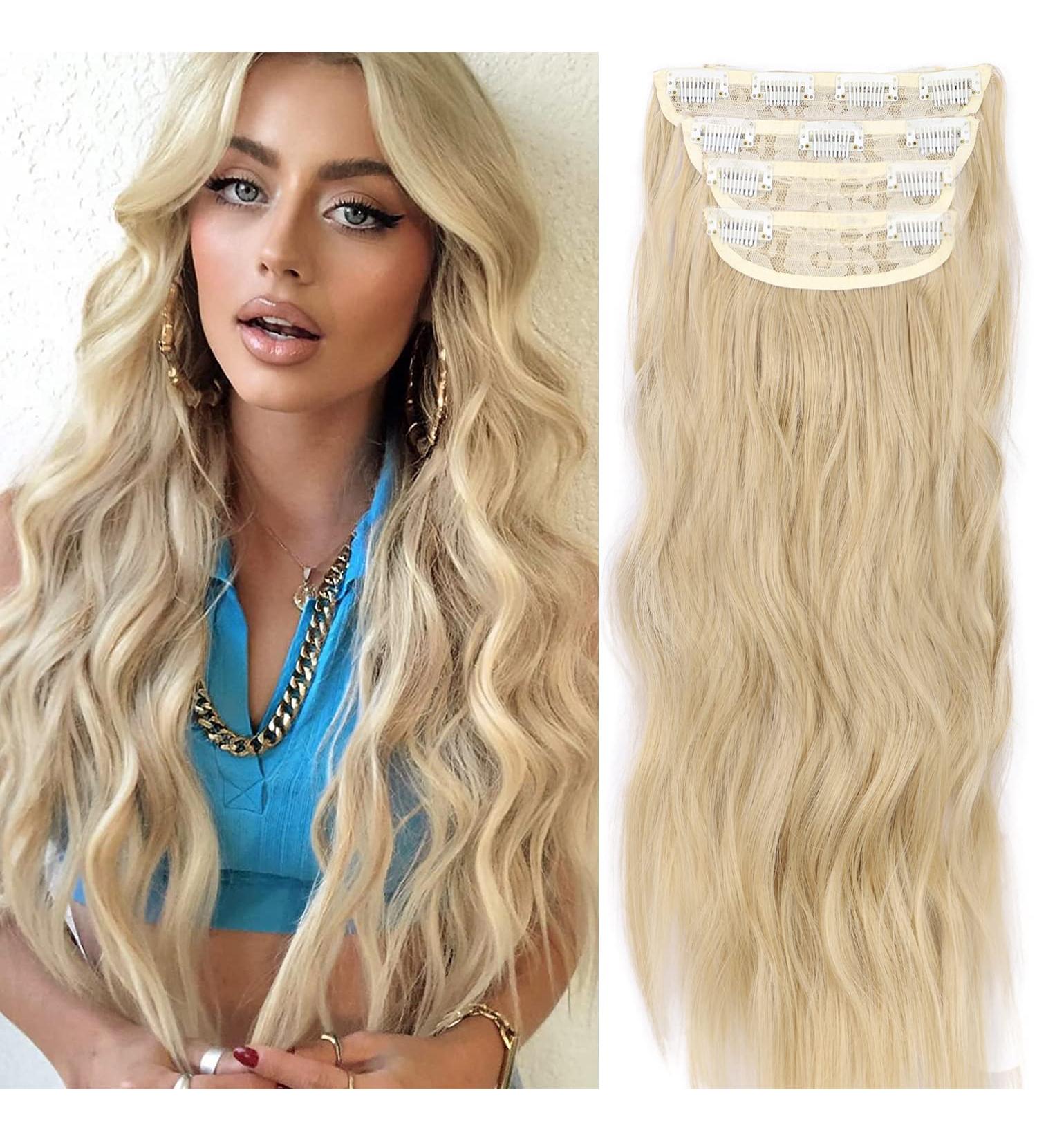 Buy Cheap Clip-In Blonde Hair Extensions - Realistic Braid 50cm 4-Pcs Synthetic Art Hair for Women - Buy Online on GoSupps.com