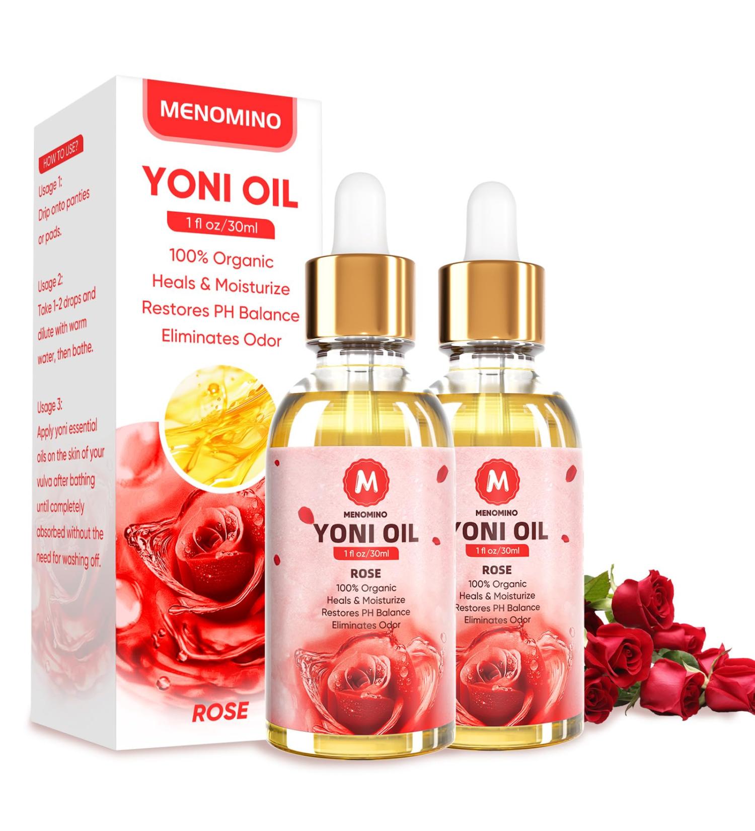 2 Pack Yoni Oil - Organic Feminine Oil for pH Balance & Odor Elimination | Natural Deodorant & Moisturizer with Rose Essential Oil - Buy Online on GoSupps.com