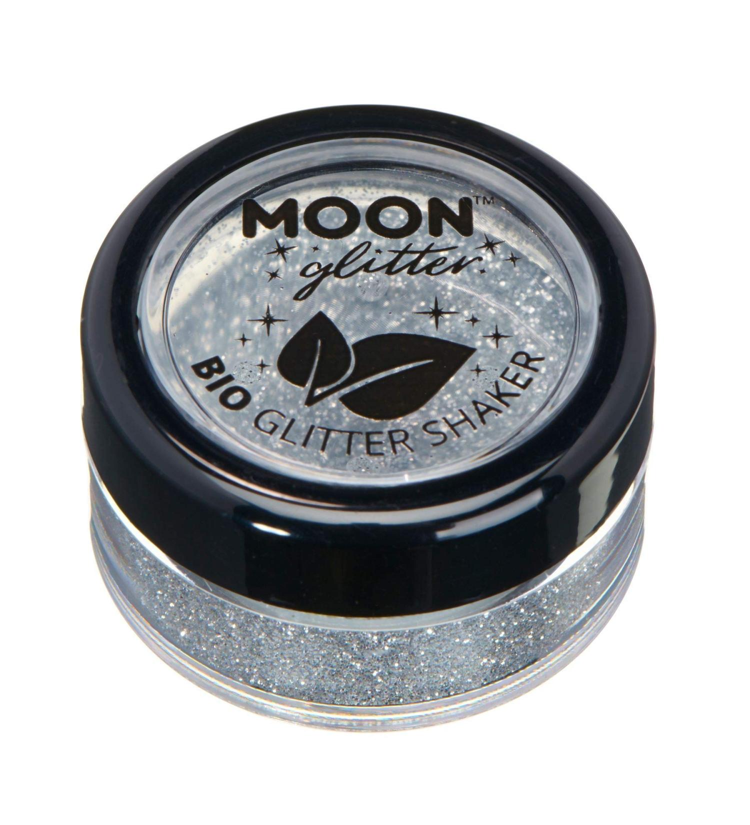 Biodegradable Silver Eco Glitter Shaker by Moon Glitter - 5g | Cosmetic Bio Festival Makeup for Face, Body, Nails, Hair & Lips - Buy Online on GoSupps.com